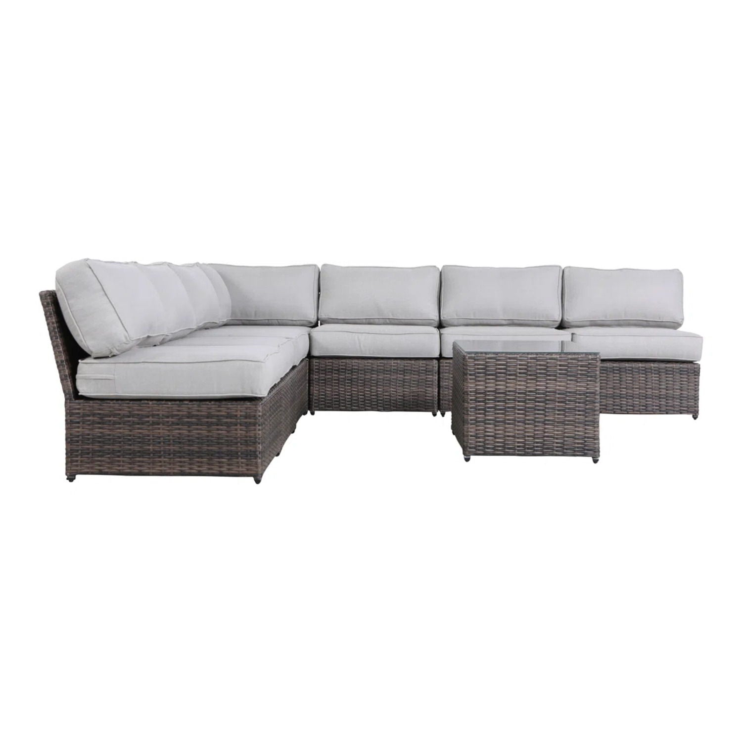 Comfortable Modern Patio Rattan Sectional Set With Cushions