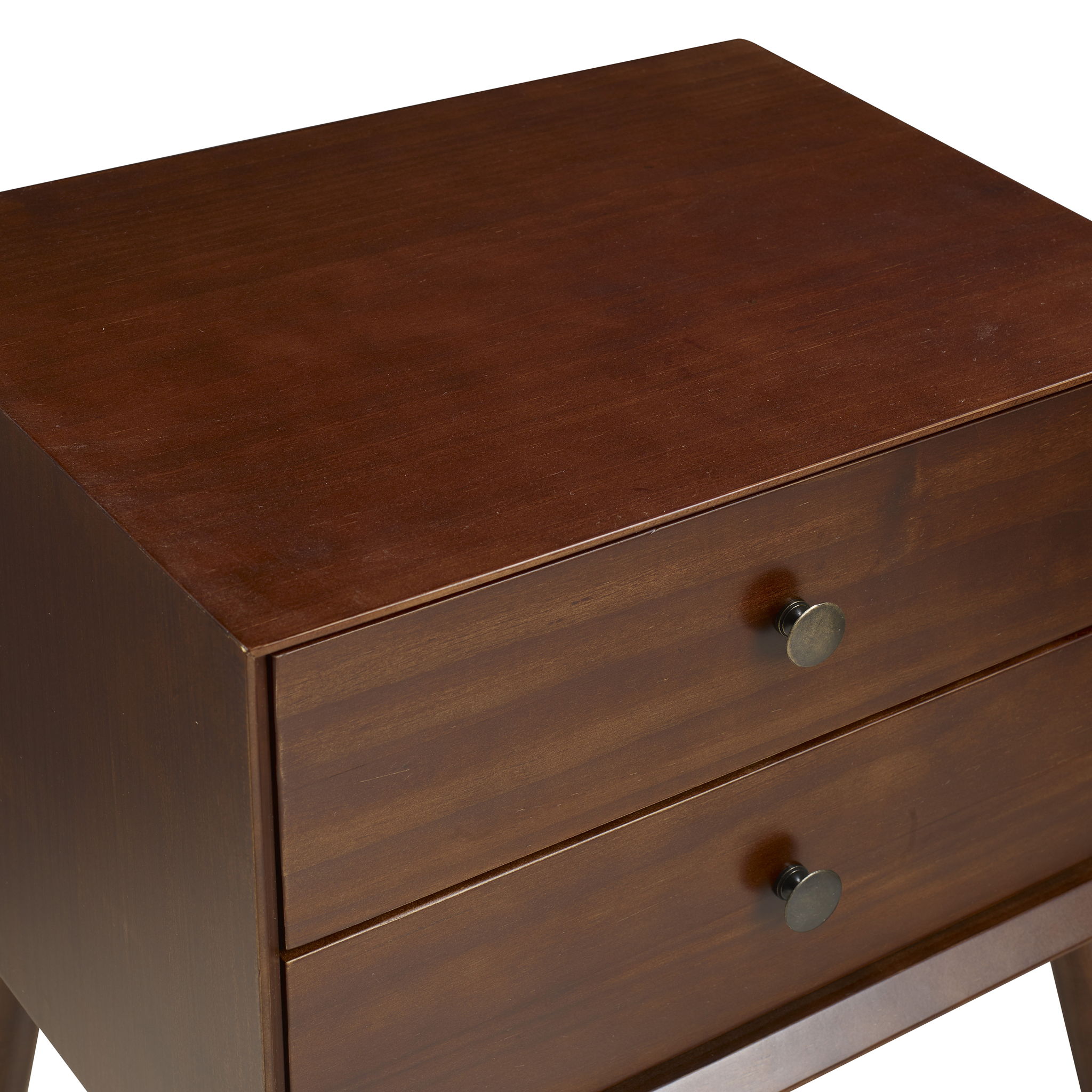 Mid-Century Modern Double Drawer Nightstand - Walnut