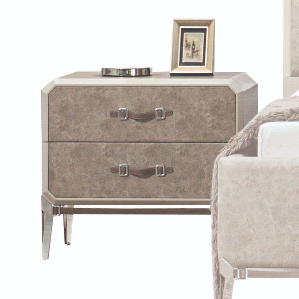 ACME Kordal - Nightstand - Vintage Beige PU | Meri Furniture