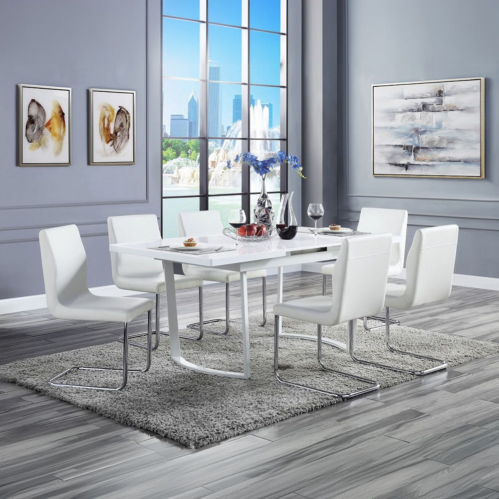 Palton - Side Chair Set of 2) - White Synthetic Leather & Chrome