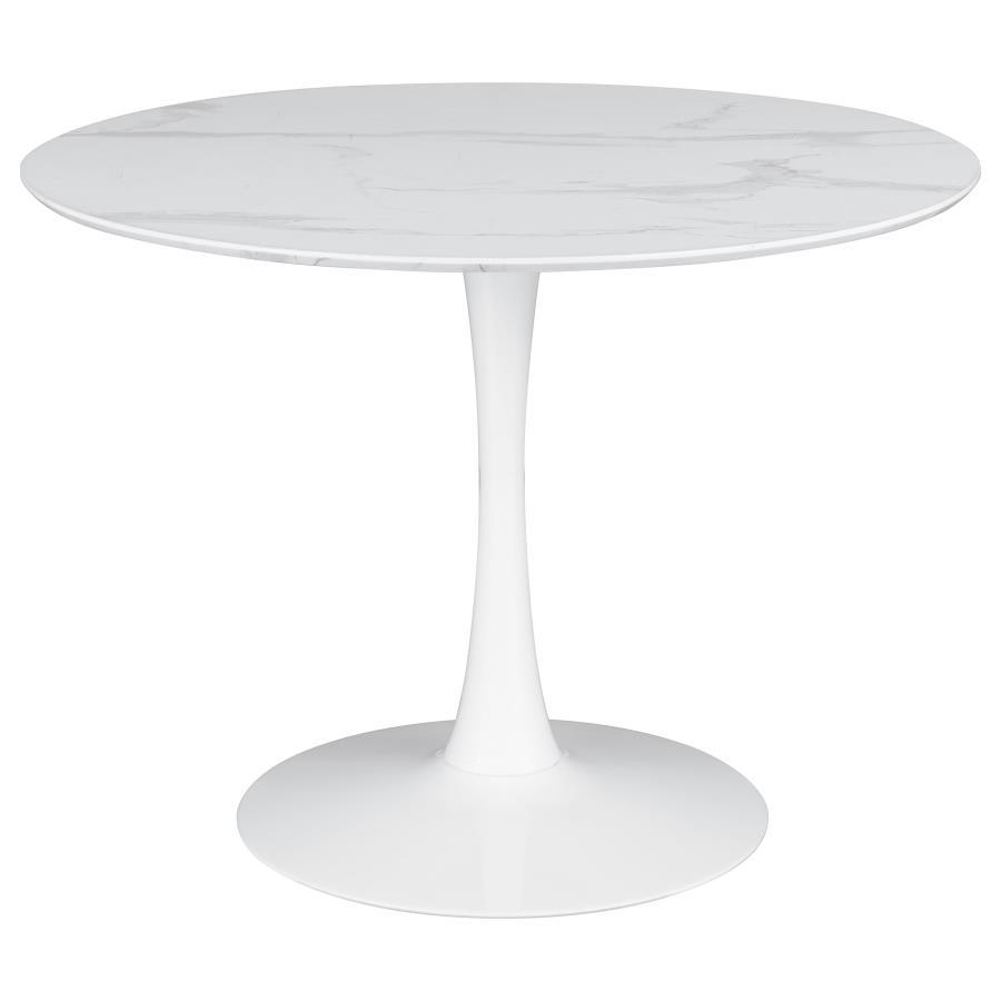 Coaster Fine Furniture Arkell - Round Faux Marble Top Dining Table | Meri Furniture