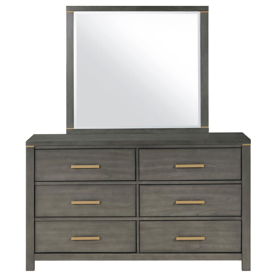 Coaster Fine Furniture Kieran - 6-Drawer Dresser With Mirror - Gray | Meri Furniture