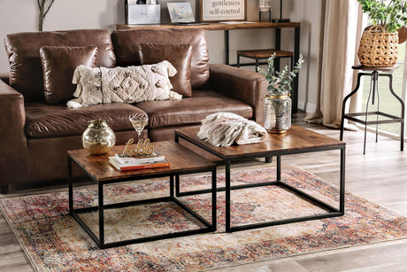 Furniture of America Larkspur - 2 Piece Table Set - Natural Tone / Black | Meri Furniture