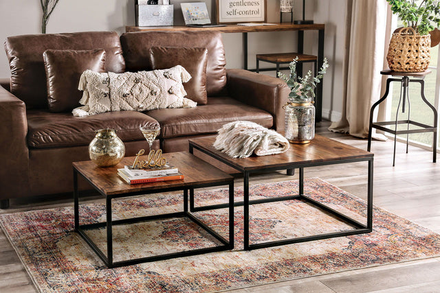 Furniture of America Larkspur - 2 Piece Table Set - Natural Tone / Black | Meri Furniture