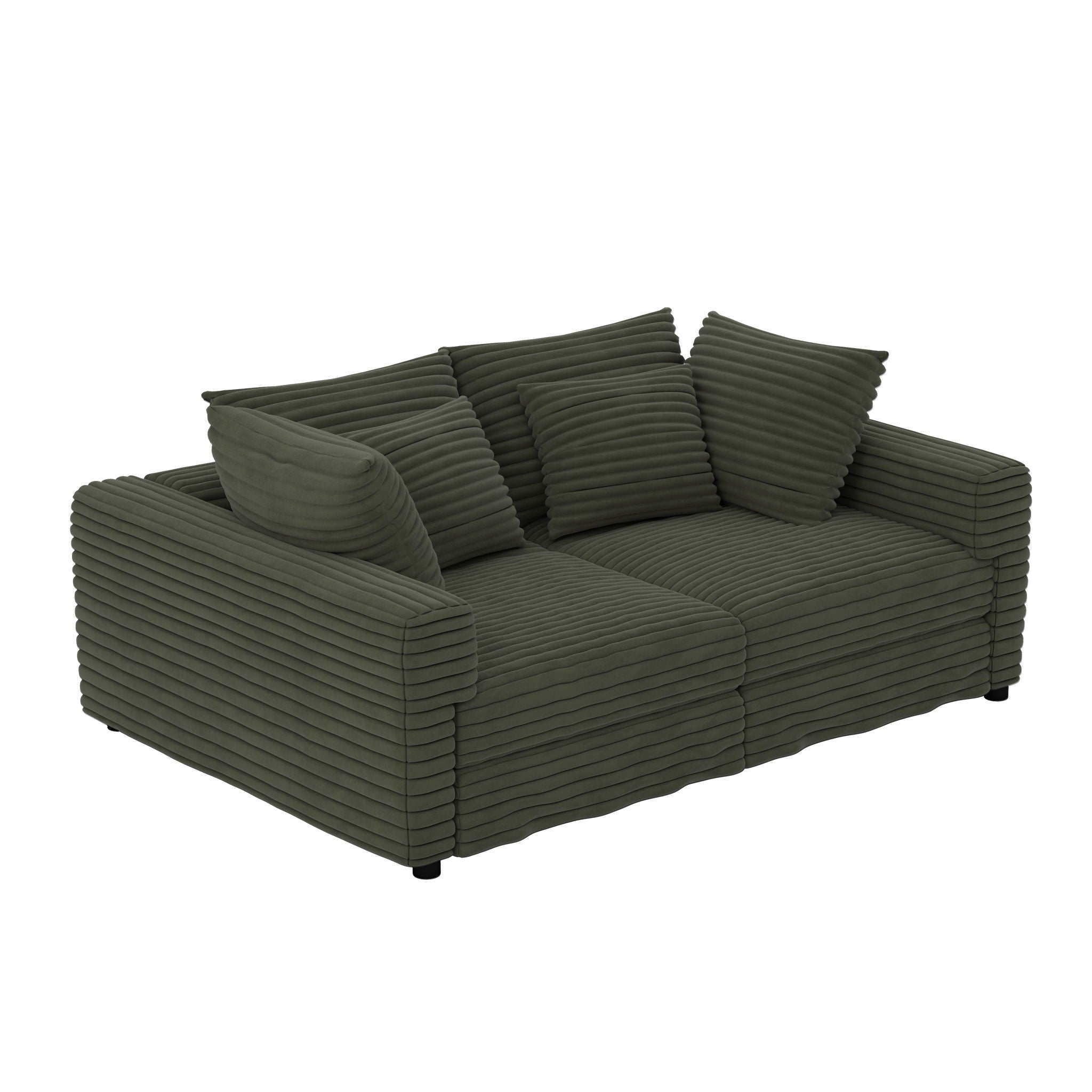 Plush Corduroy 4 Seat Sofa, Modern Comfy Upholstered Sofa Cloud Couch, Deep Seat Couches With Soft Pillows