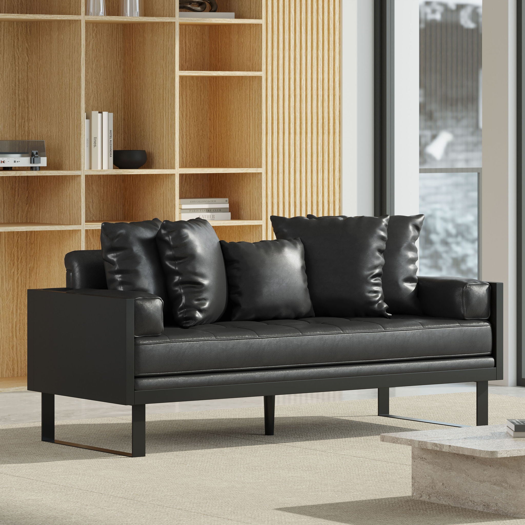 Contemporary Oversized Loveseat With Accent Pillow