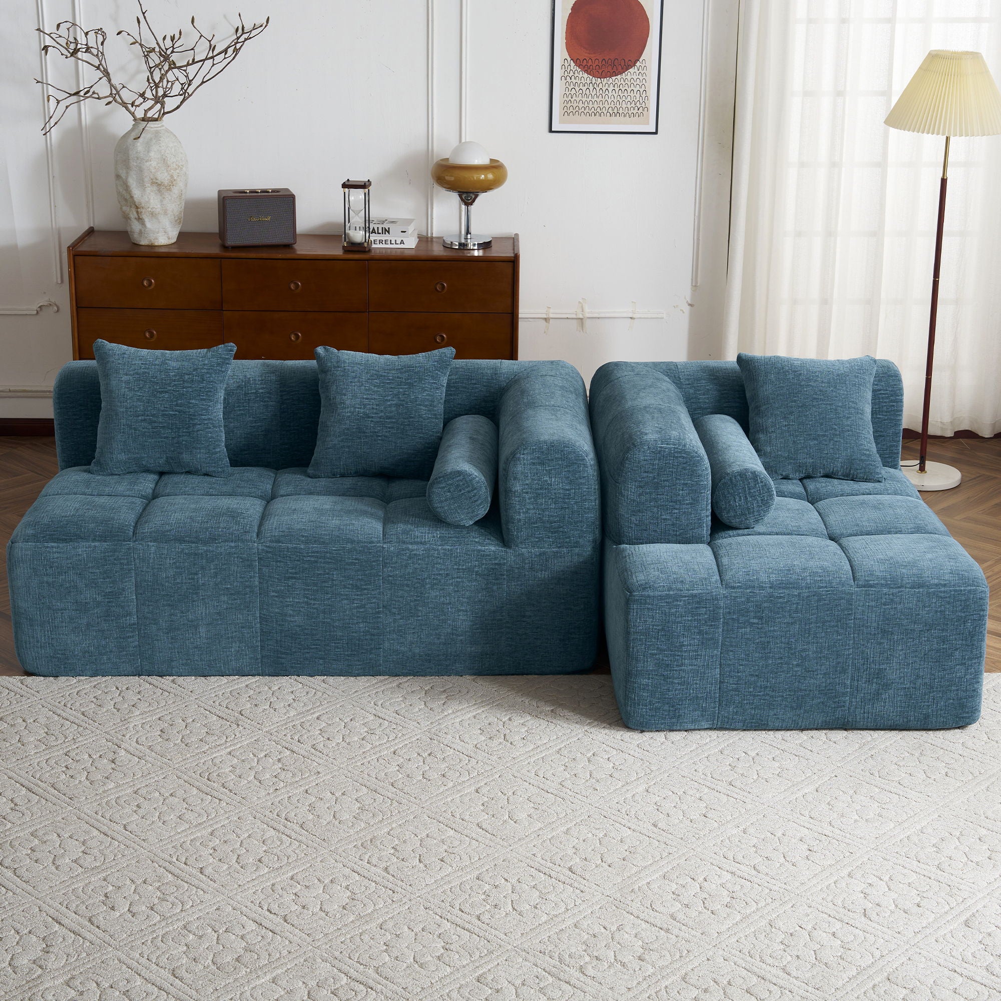 Sectional Free Combined Sofa With 2 Side Pockets