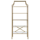 Serena - 5-Shelf Glass Bookshelf - Gold