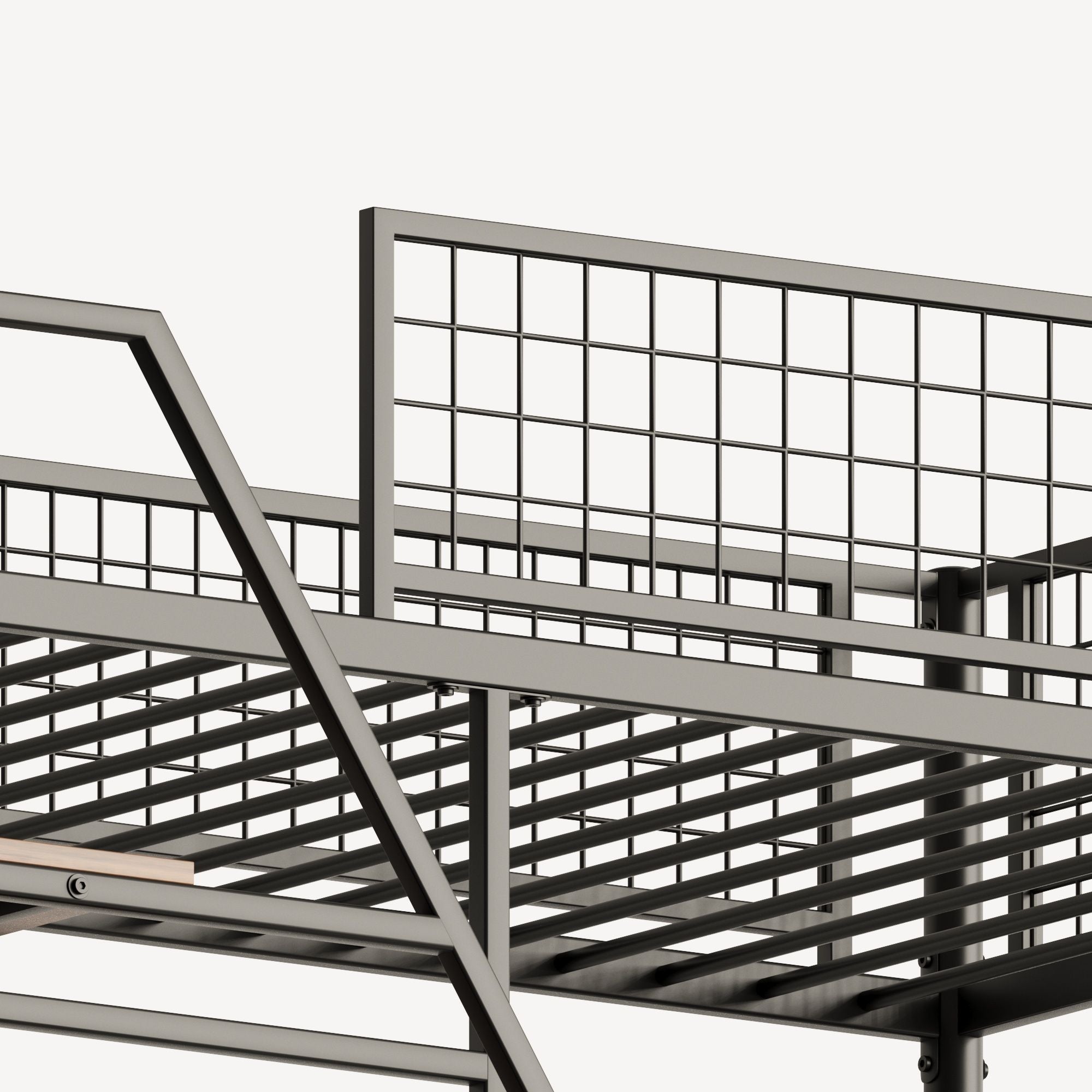 Metal Loft Bed With Built - In Charging Station And LED Light