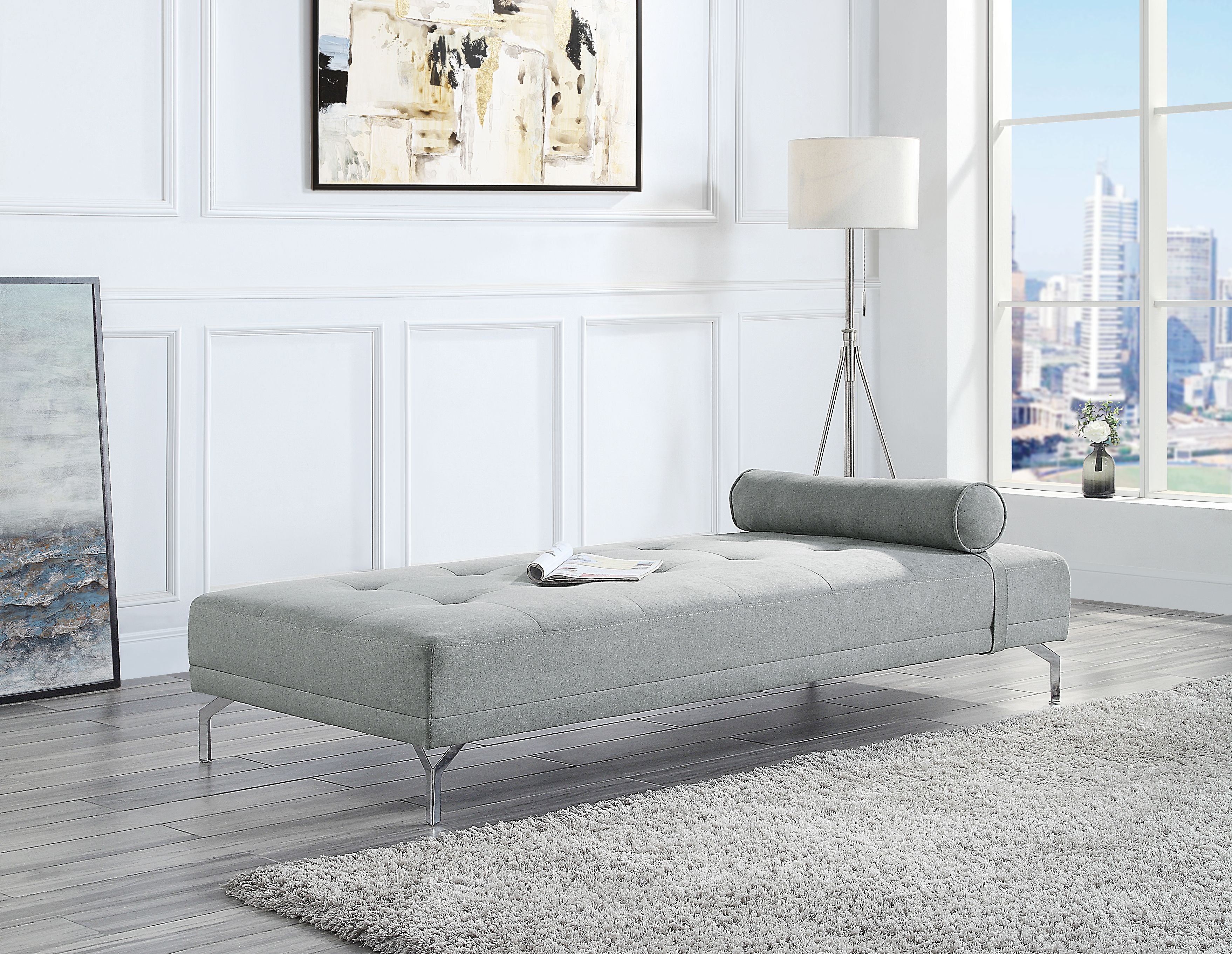 ACME Quenti - Futon - Gray Melange Velvet | Meri Furniture