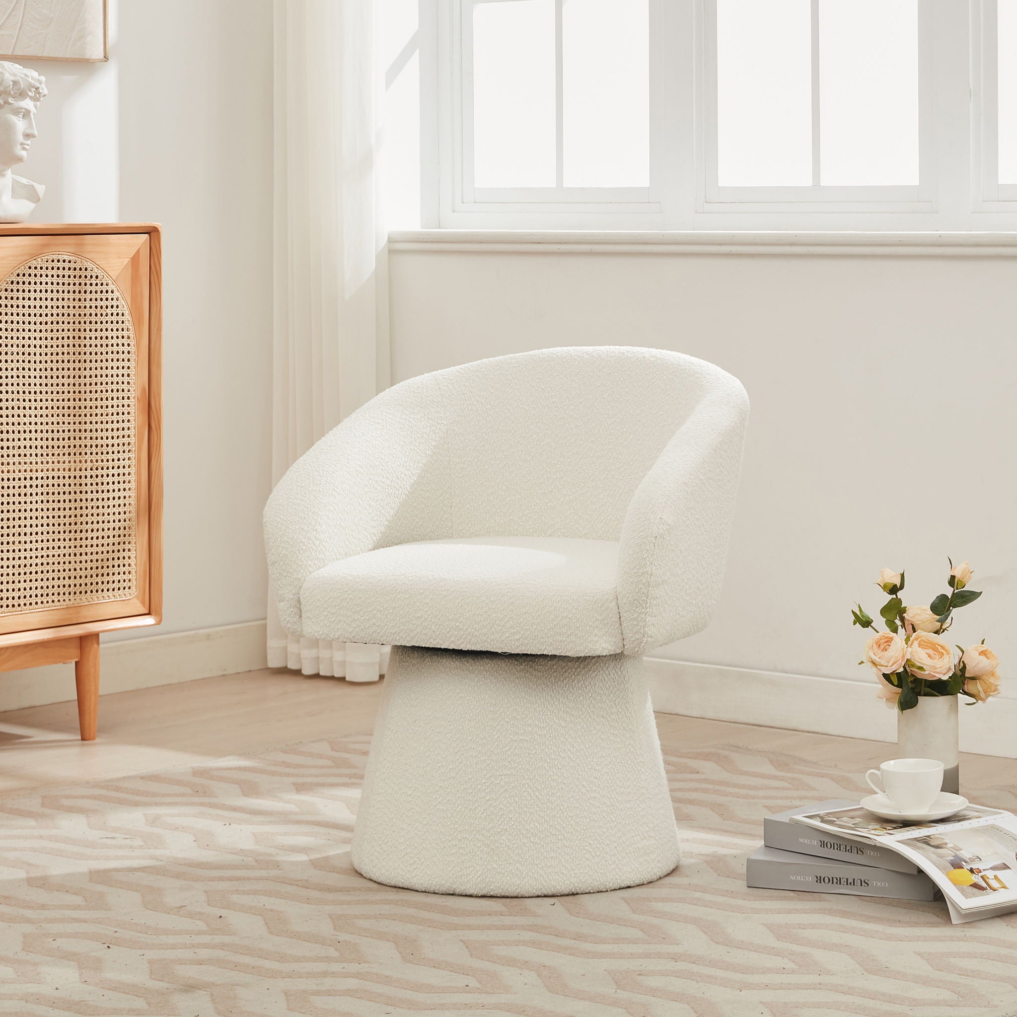 Modern Swivel Accent Chair With Ergonomic Barrel Design