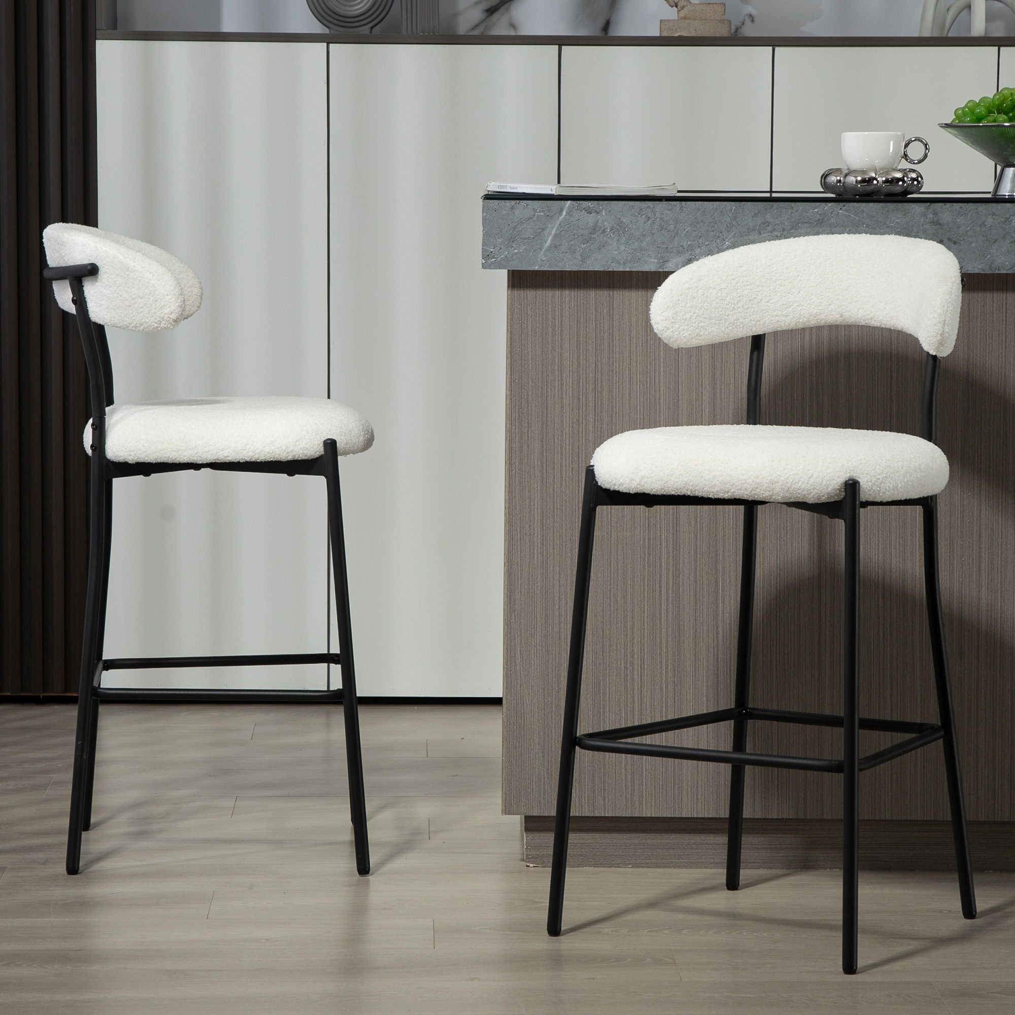 Counter Height Bar Stools With Powder Coating Base And Footrest