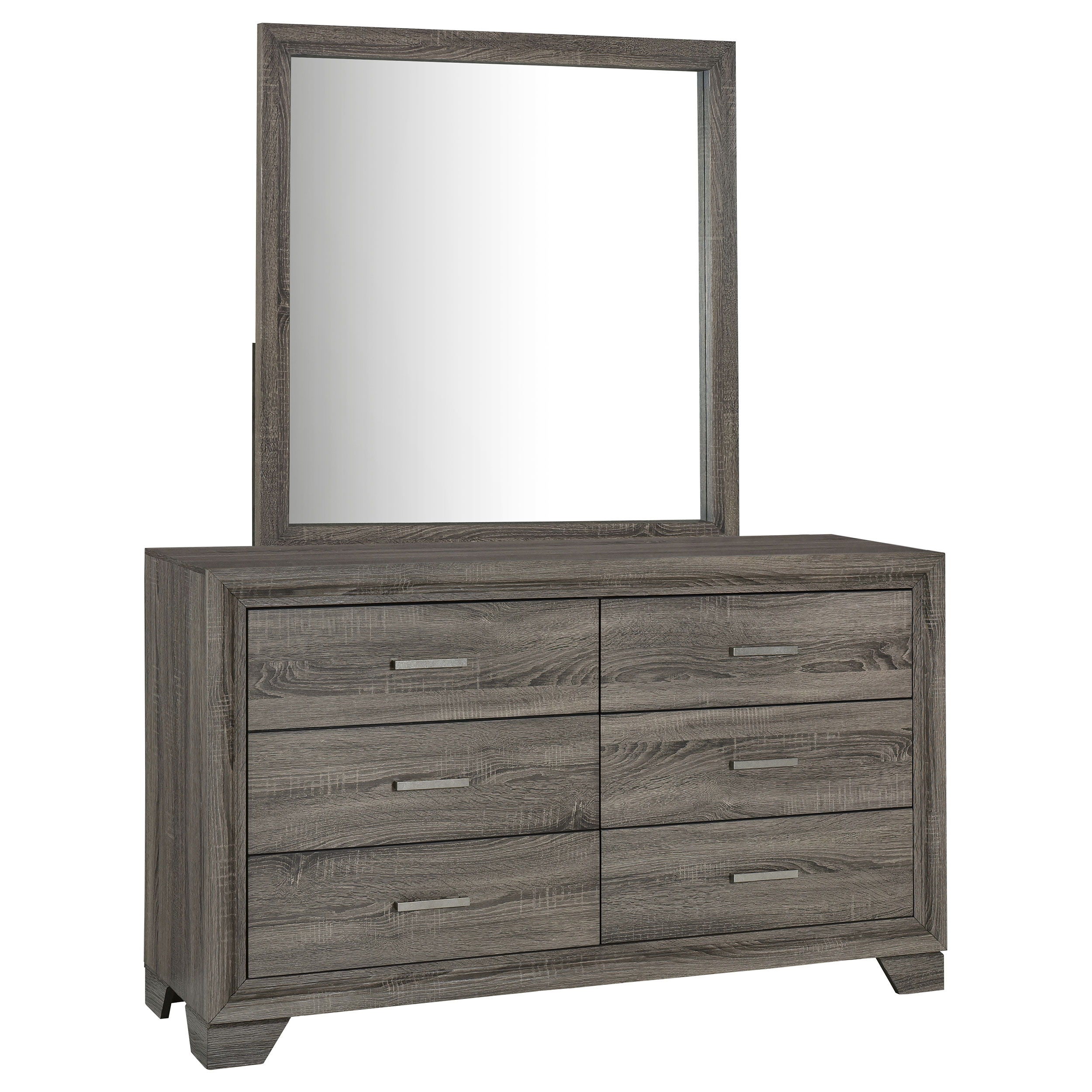 Coaster Fine Furniture Wright - 6-Drawer Dresser And Mirror - Brown Oak | Meri Furniture