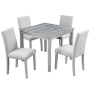 Dining Table Set With Crystal Decoration And Upholstered Chairs