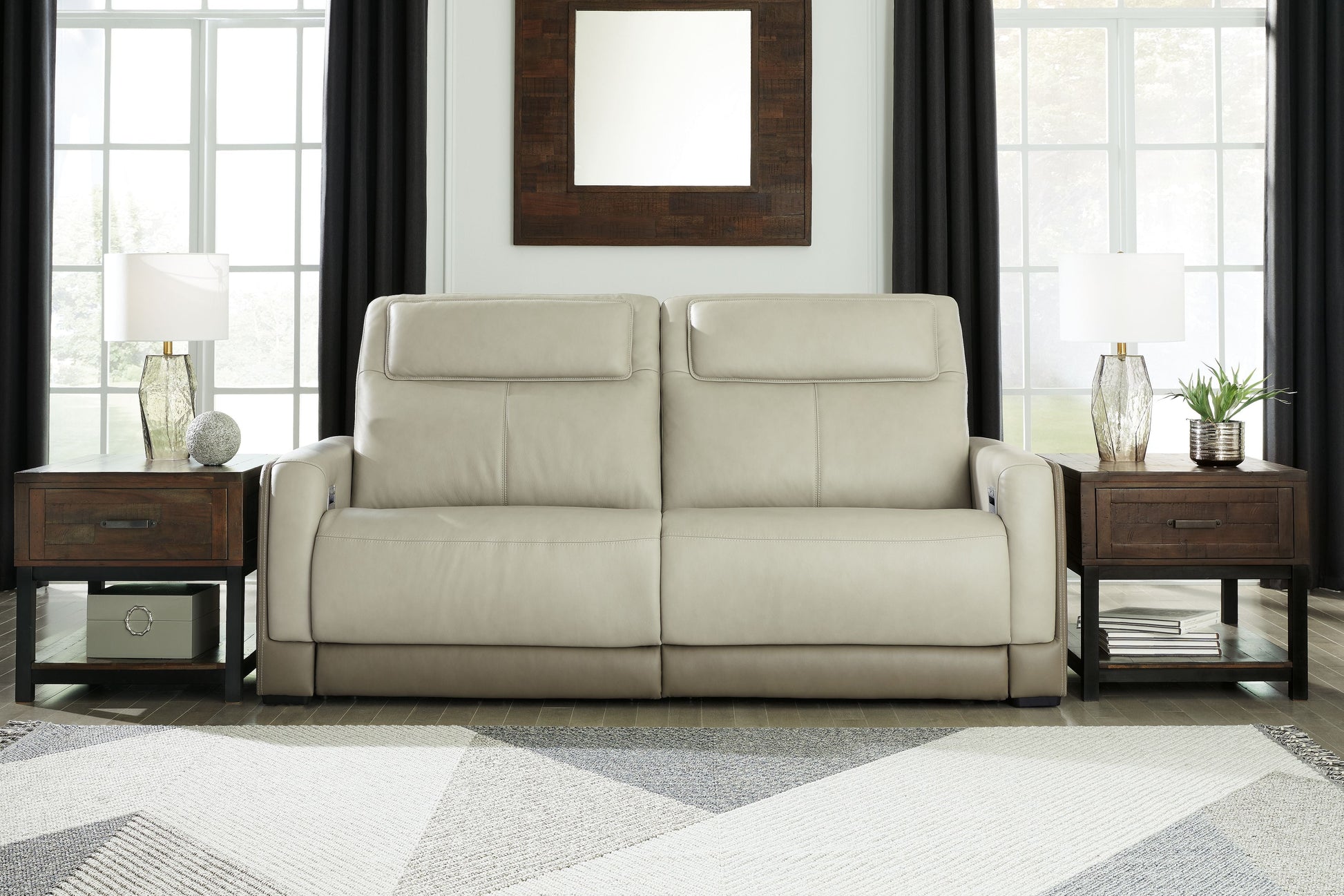 Signature Design by Ashley® Battleville - Almond - 2 Seat Pwr Rec Sofa Adj Hdrest | Meri Furniture