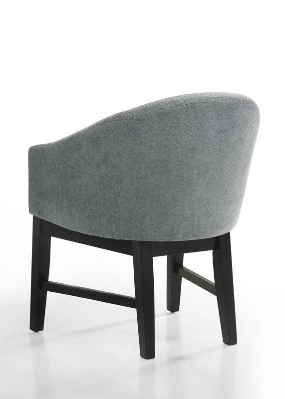 Haven Set of 2 Gray Fabric Barrel Dining Chair with Black Finish Legs