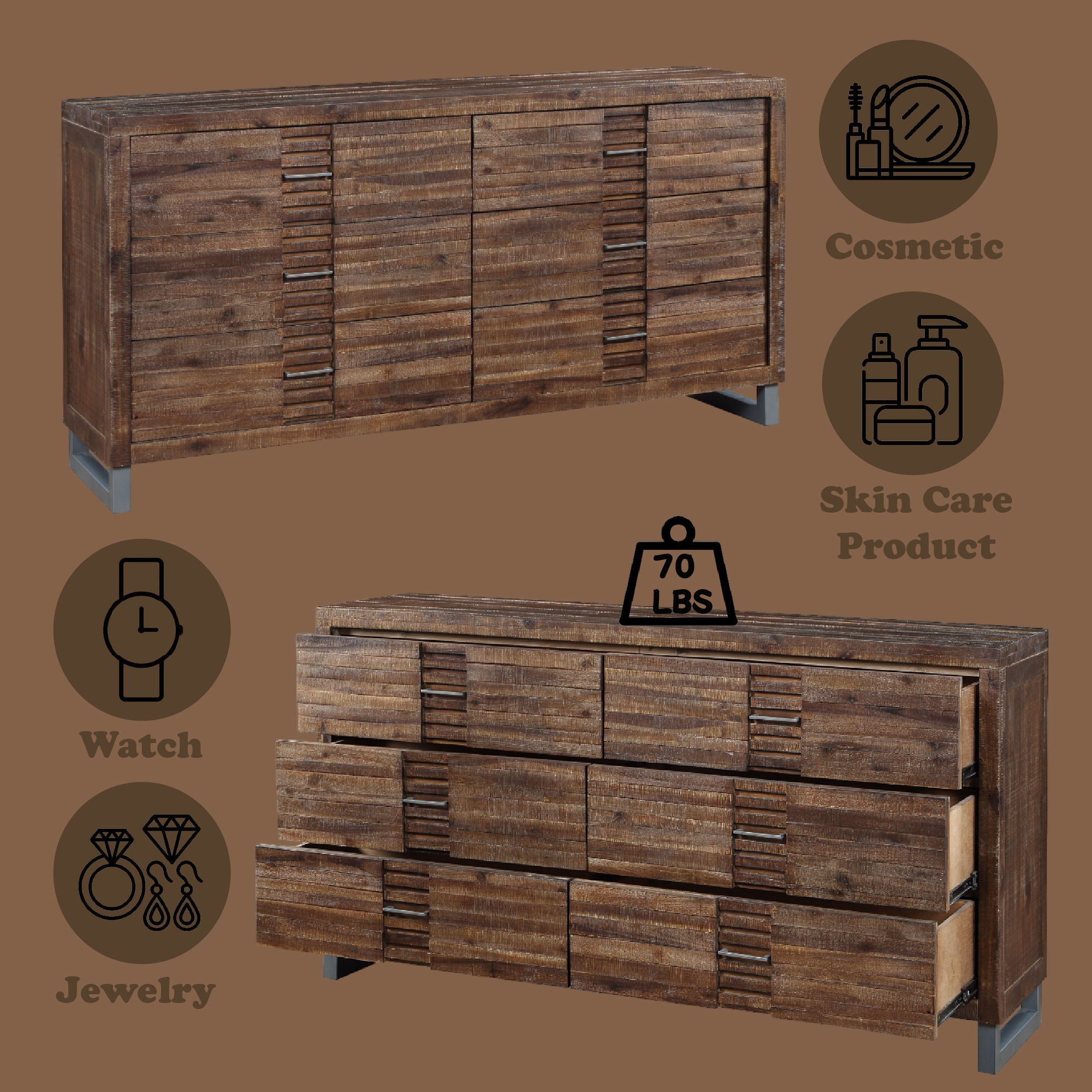 Andria - Reclaimed Dresser - Oak