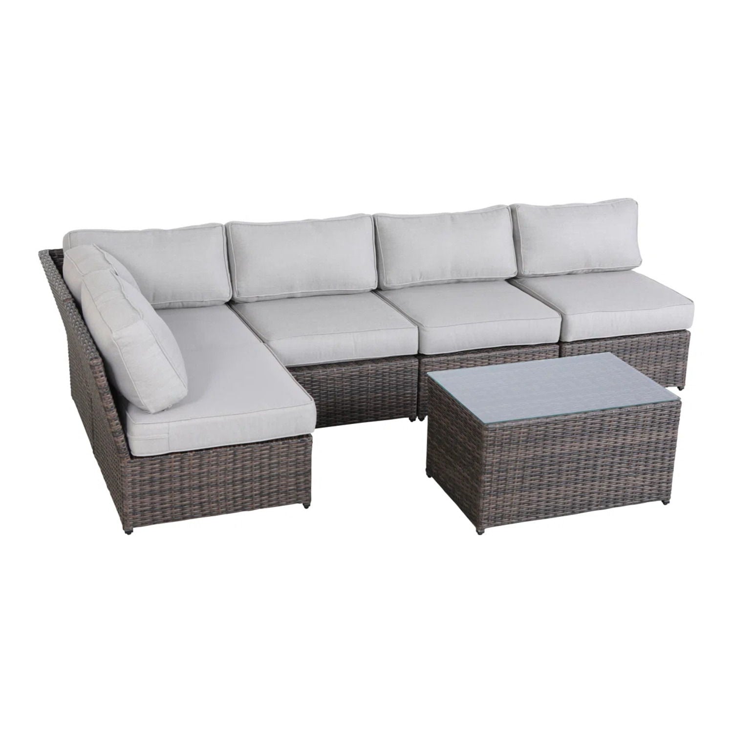 Comfortable Modern Patio Rattan Sectional Set With Cushions