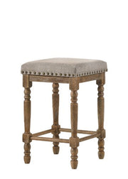 Farsiris - Counter Height Stool Set of 2) - Beige Fabric & Weathered Oak