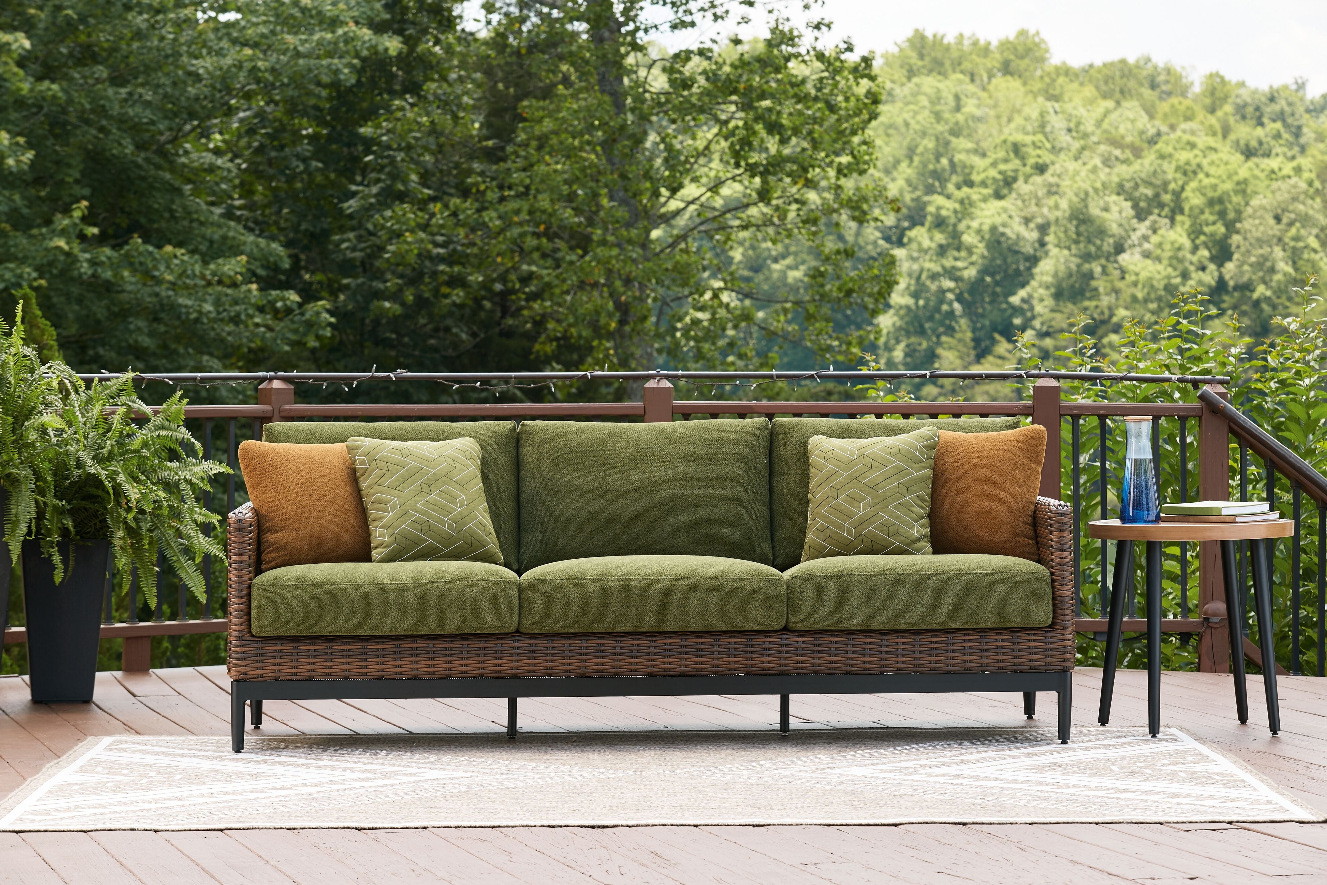 Signature Design by Ashley® Horizon Hall - Brown / Green - Sofa With Cushion | Meri Furniture