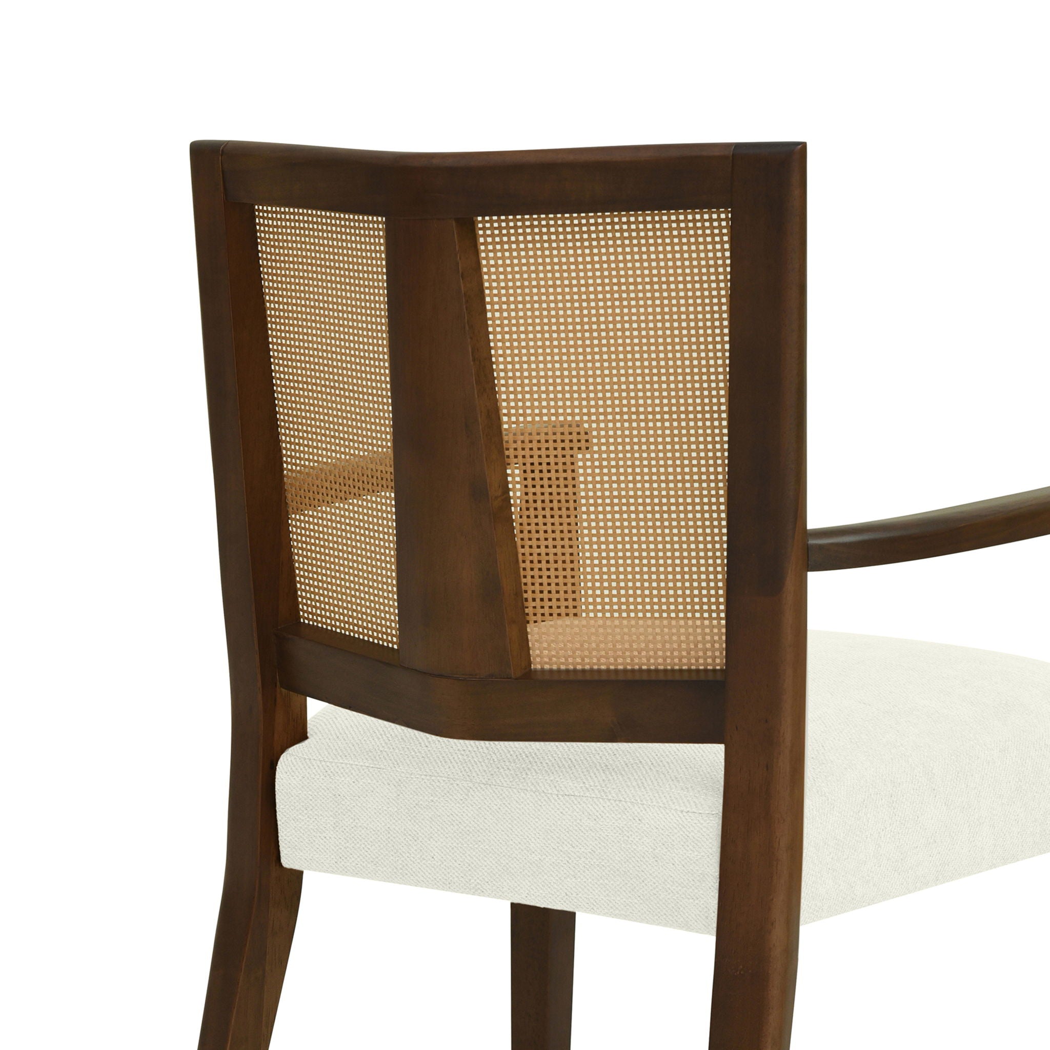 Mid Century Modern Arm Dining Chairs With Rattan Backrest