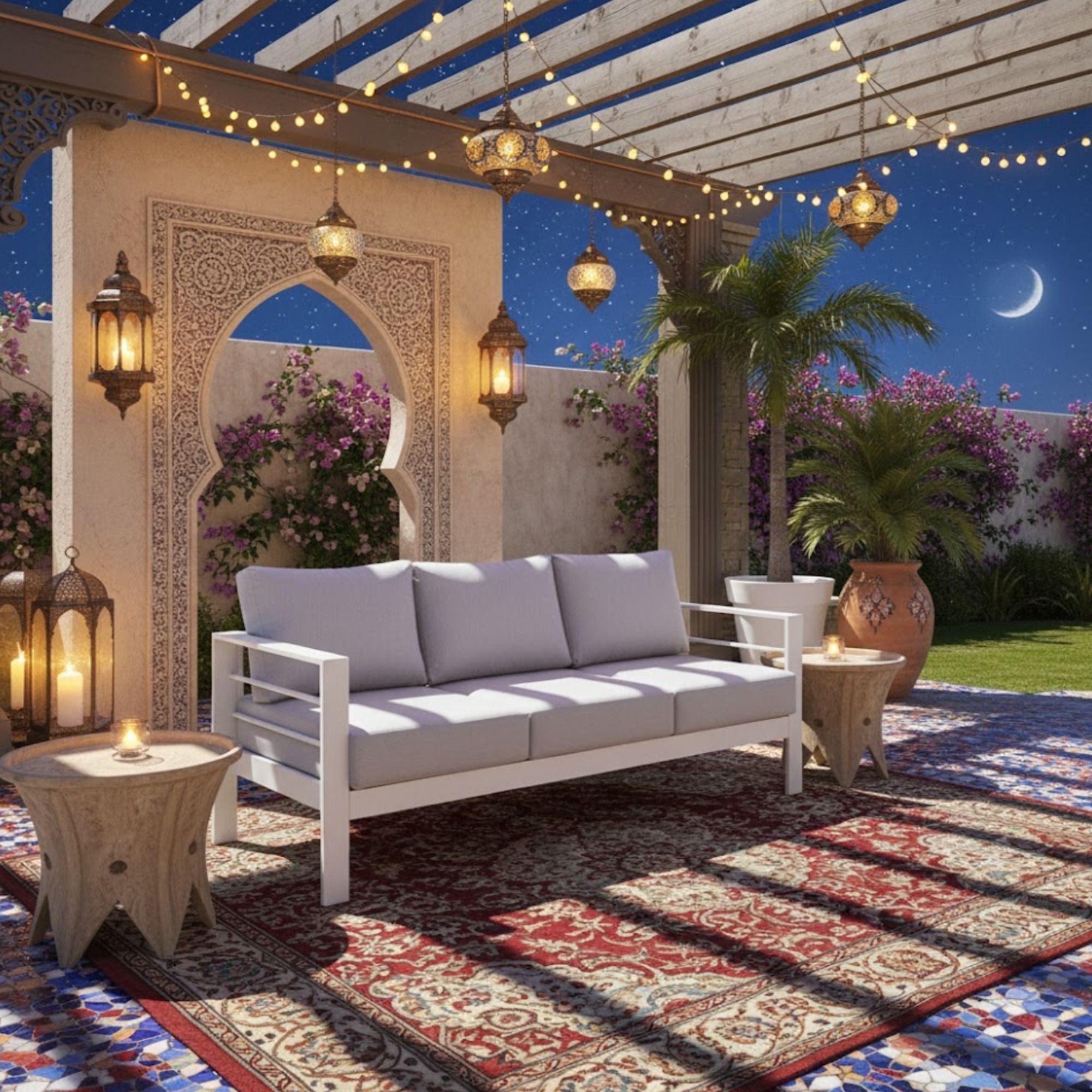 All-Weather Patio Sofa & Cushions, 3 Seat Outdoor Couch