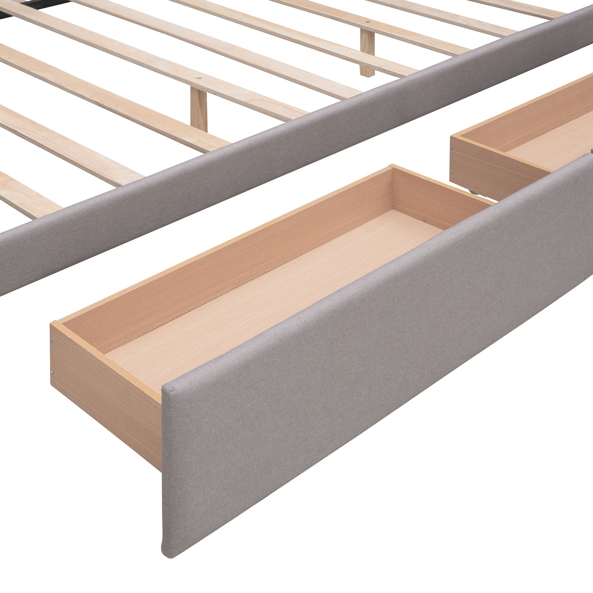 Upholstered Platform Bed With Classic Headboard And Drawers, No Box Spring Needed