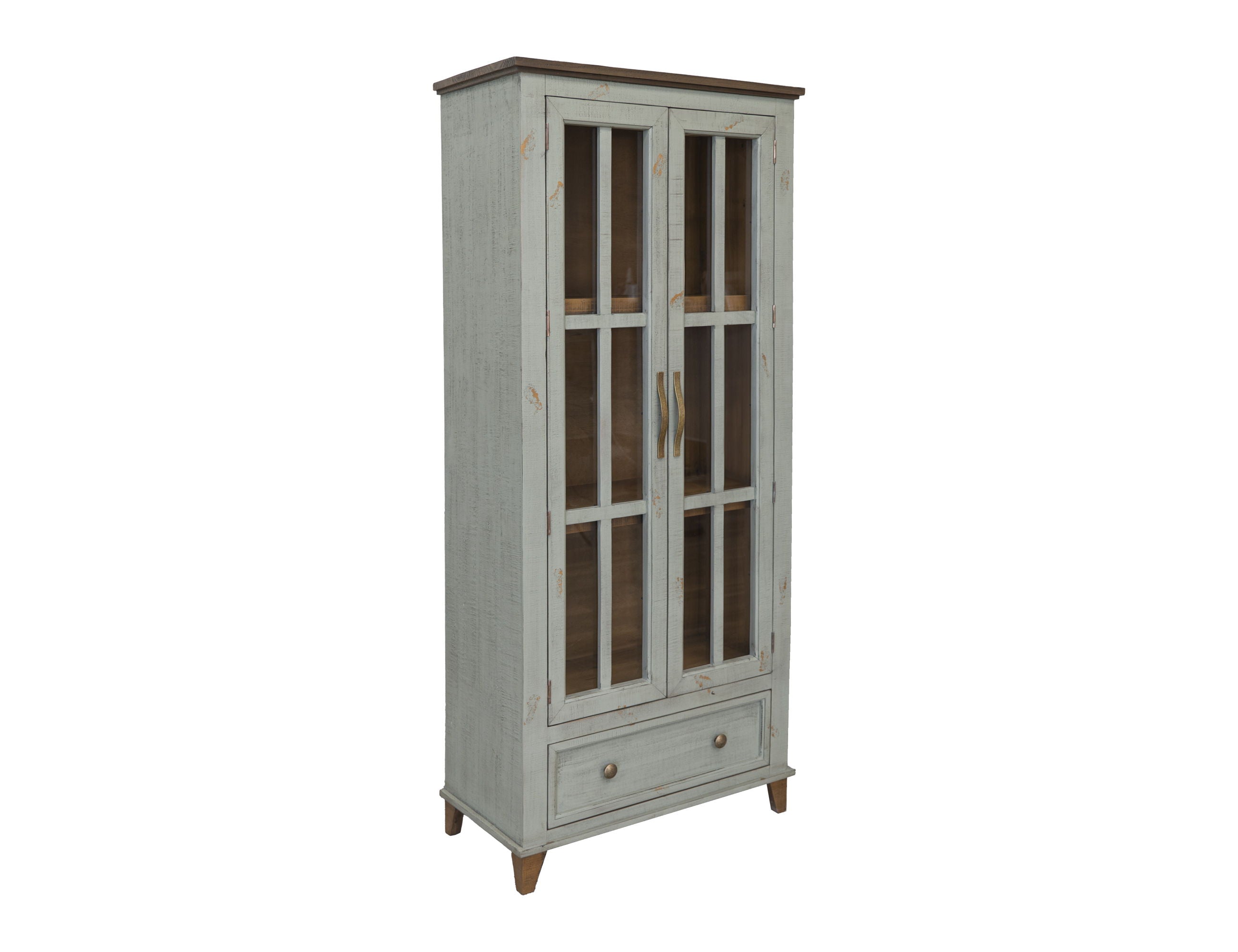 International Furniture Direct Toscana - 1 Drawer 2 Glass Doors Cabinet | Meri Furniture