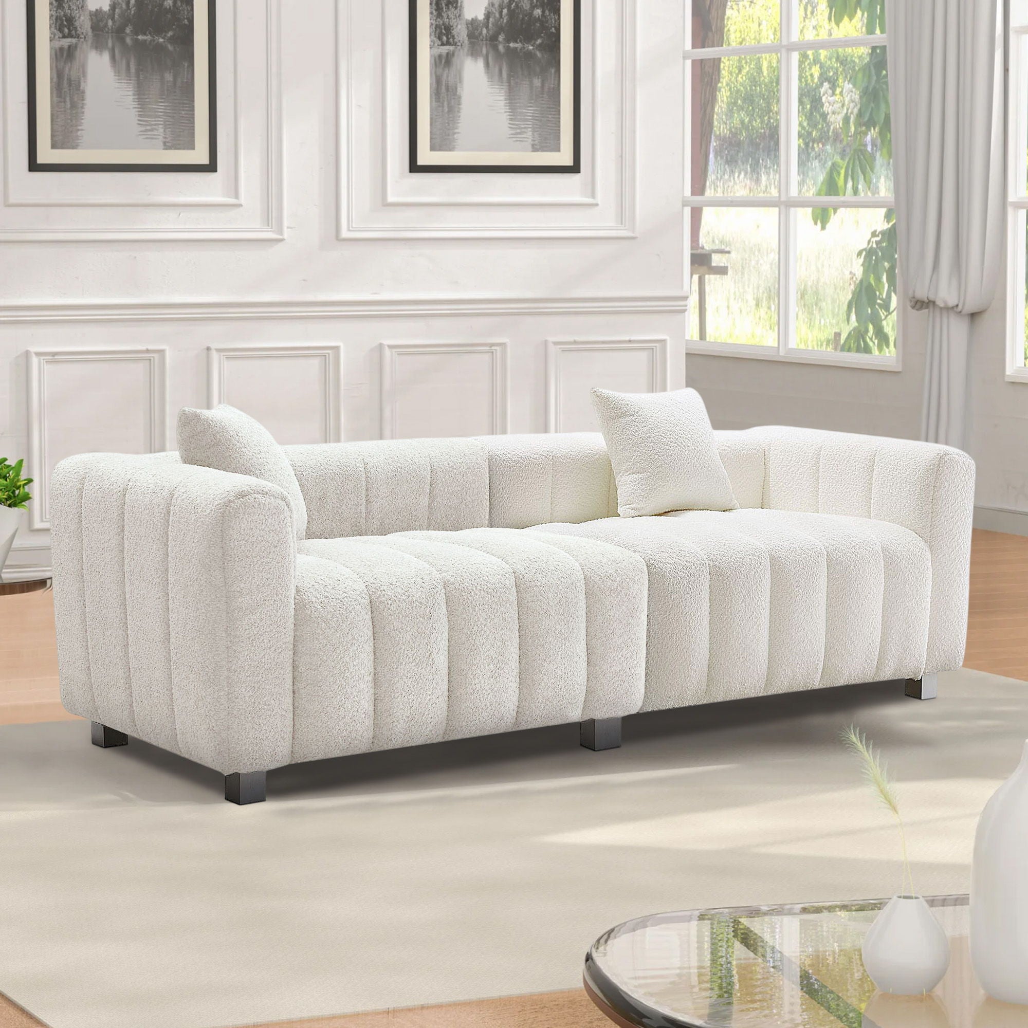 Modern 3 Seater Sofa With 2 Pillows