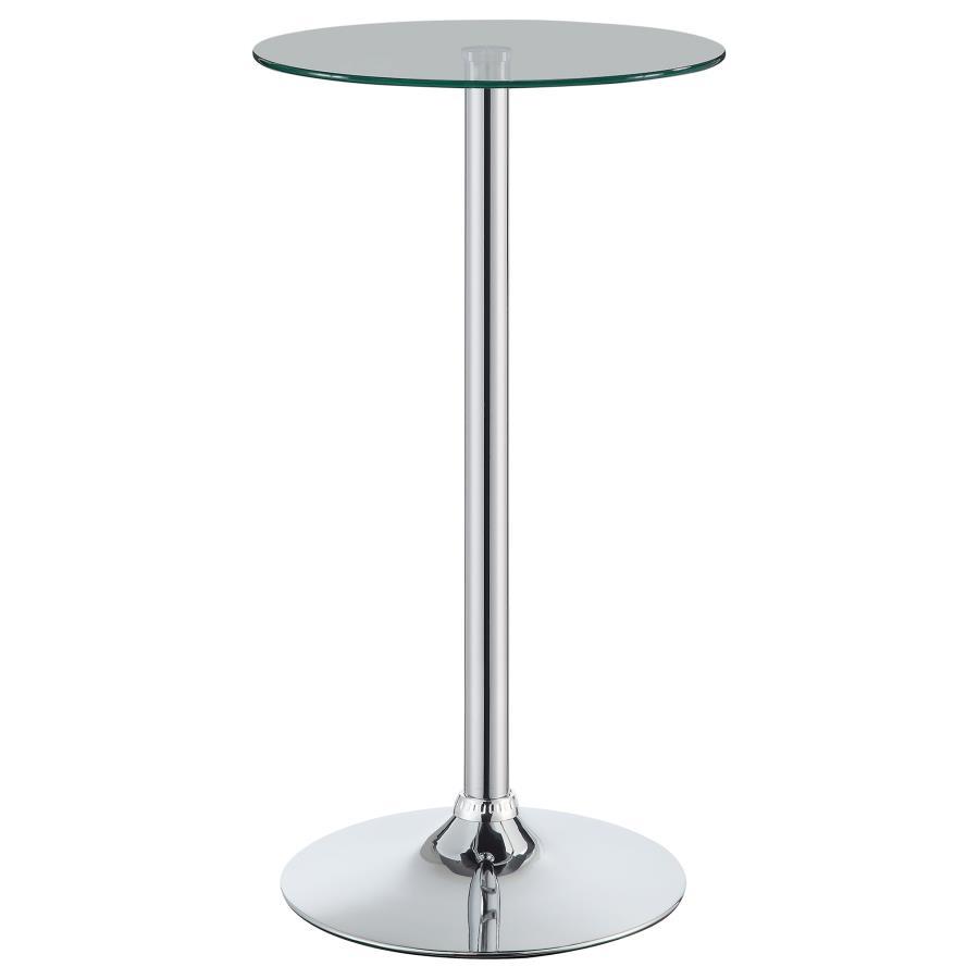 Coaster Fine Furniture Abiline - Round Glass Top Bistro Bar Table - Chrome | Meri Furniture