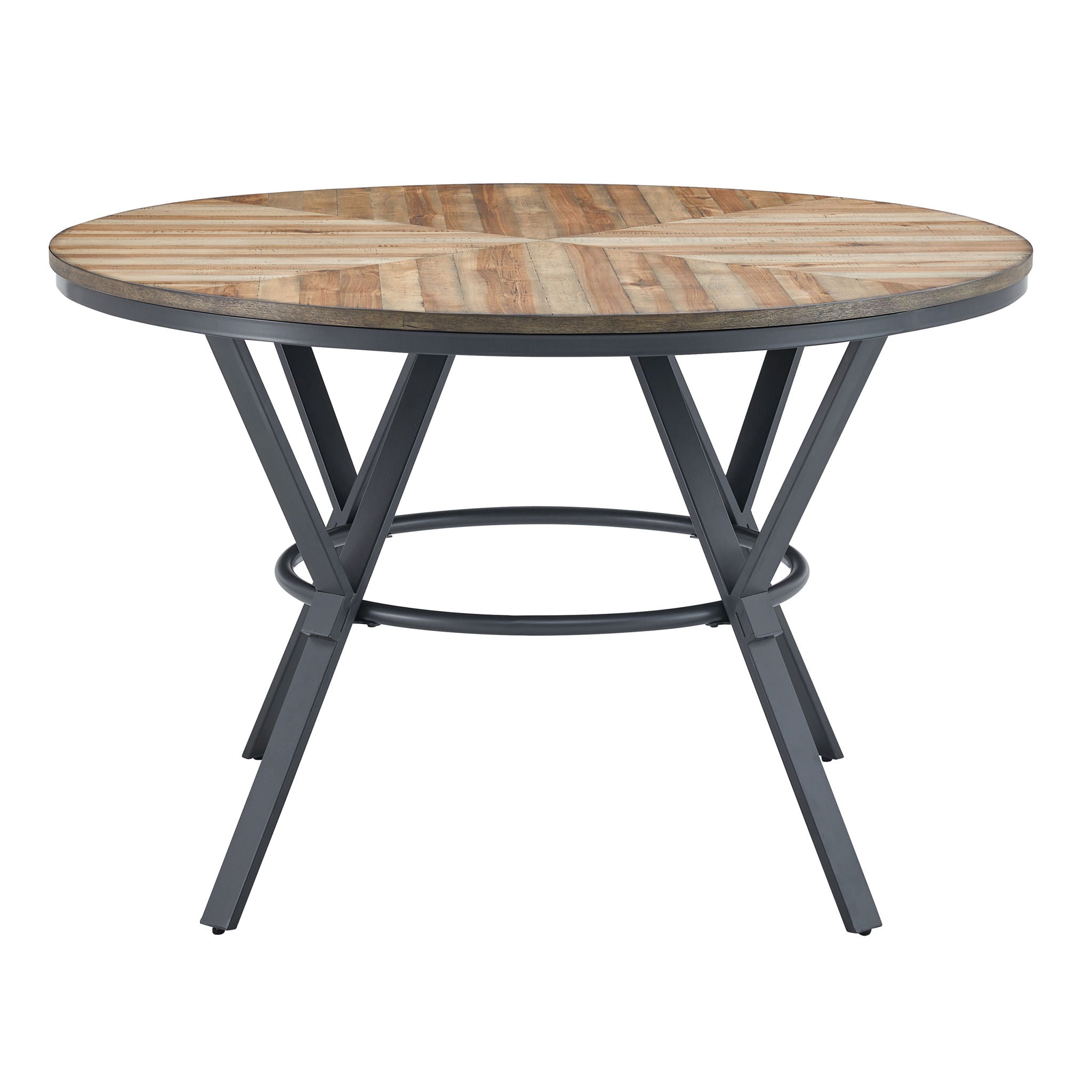 Modern Style Indoor Dining Round Table With Metal Legs - Light Birch