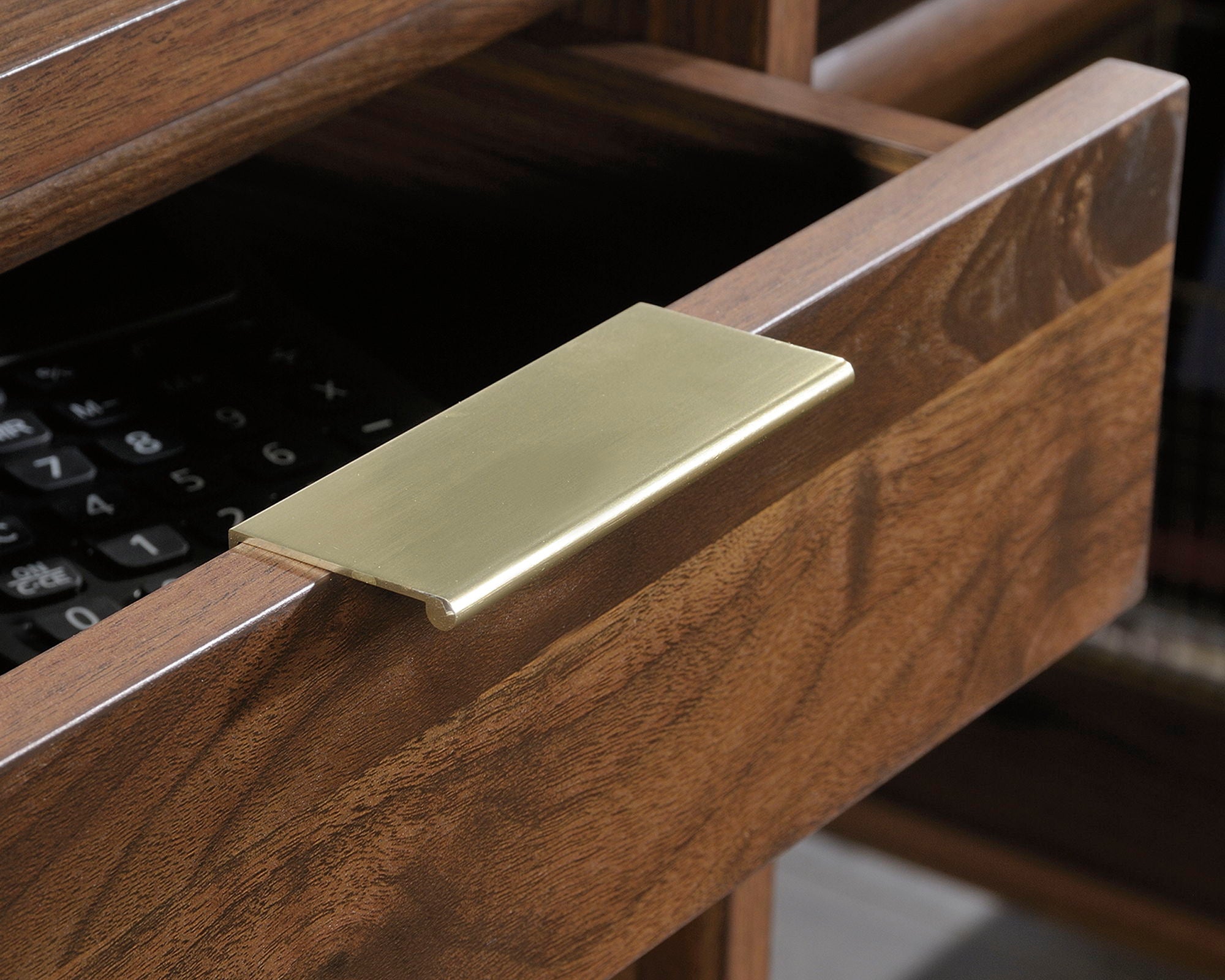 L-Shaped Desk in Grand Walnut