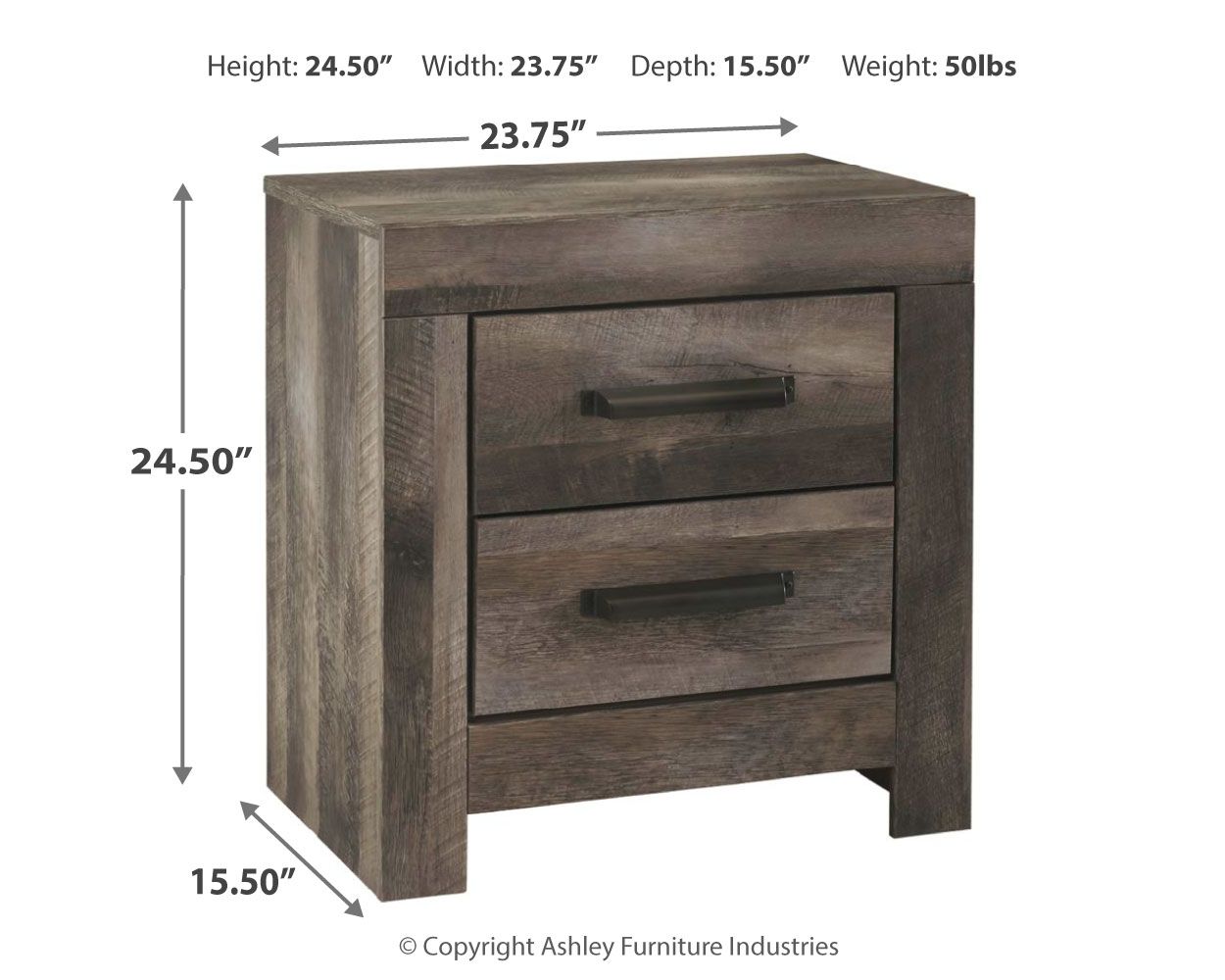 Signature Design by Ashley® Wynnlow - Gray - Two Drawer Night Stand | Meri Furniture