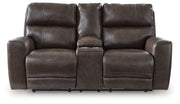 Crossplex - Power Reclining Loveseat / Console / Adjustable Headrest - Smoke