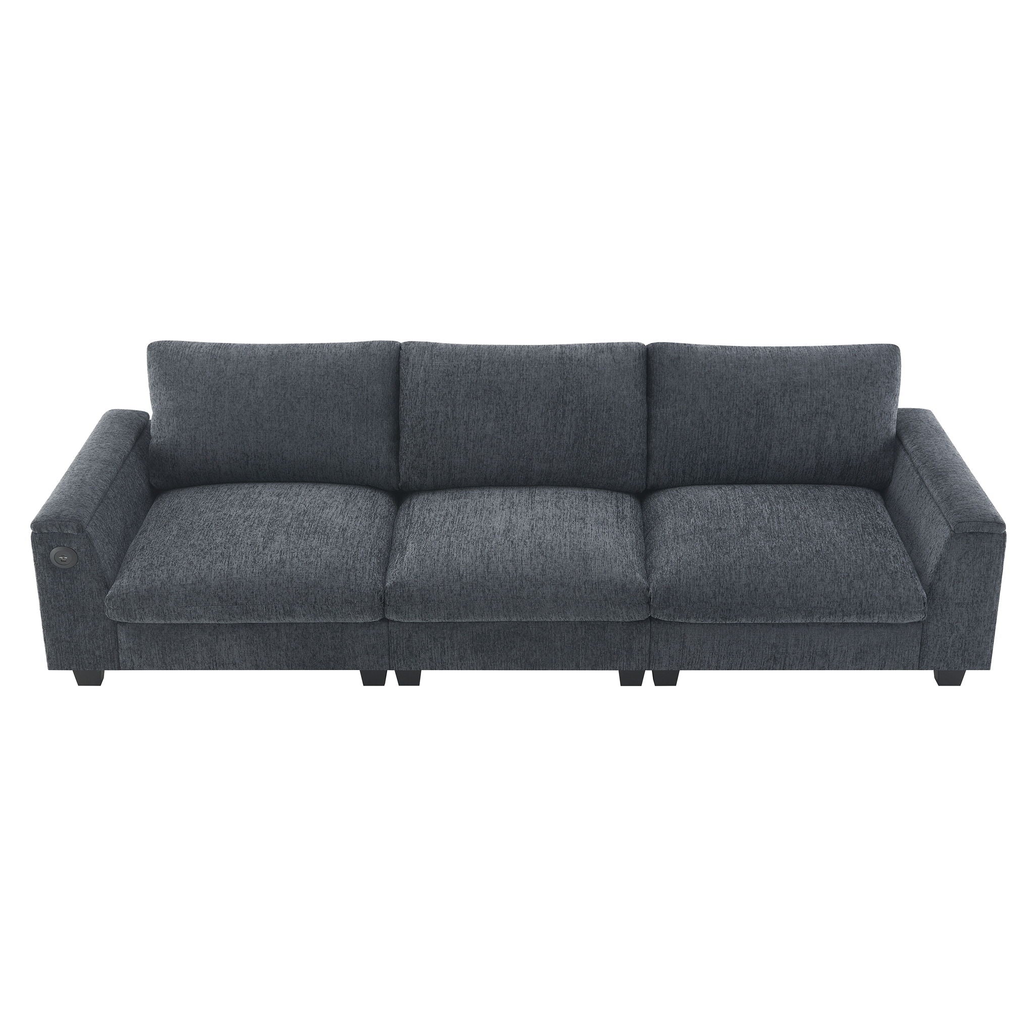 Sectional With Bluetooth Speaker Comfy Cloud Couch Set With Drop Down Table Cup Holders, USB Charger Storage Armrest Wide Seat Sofa