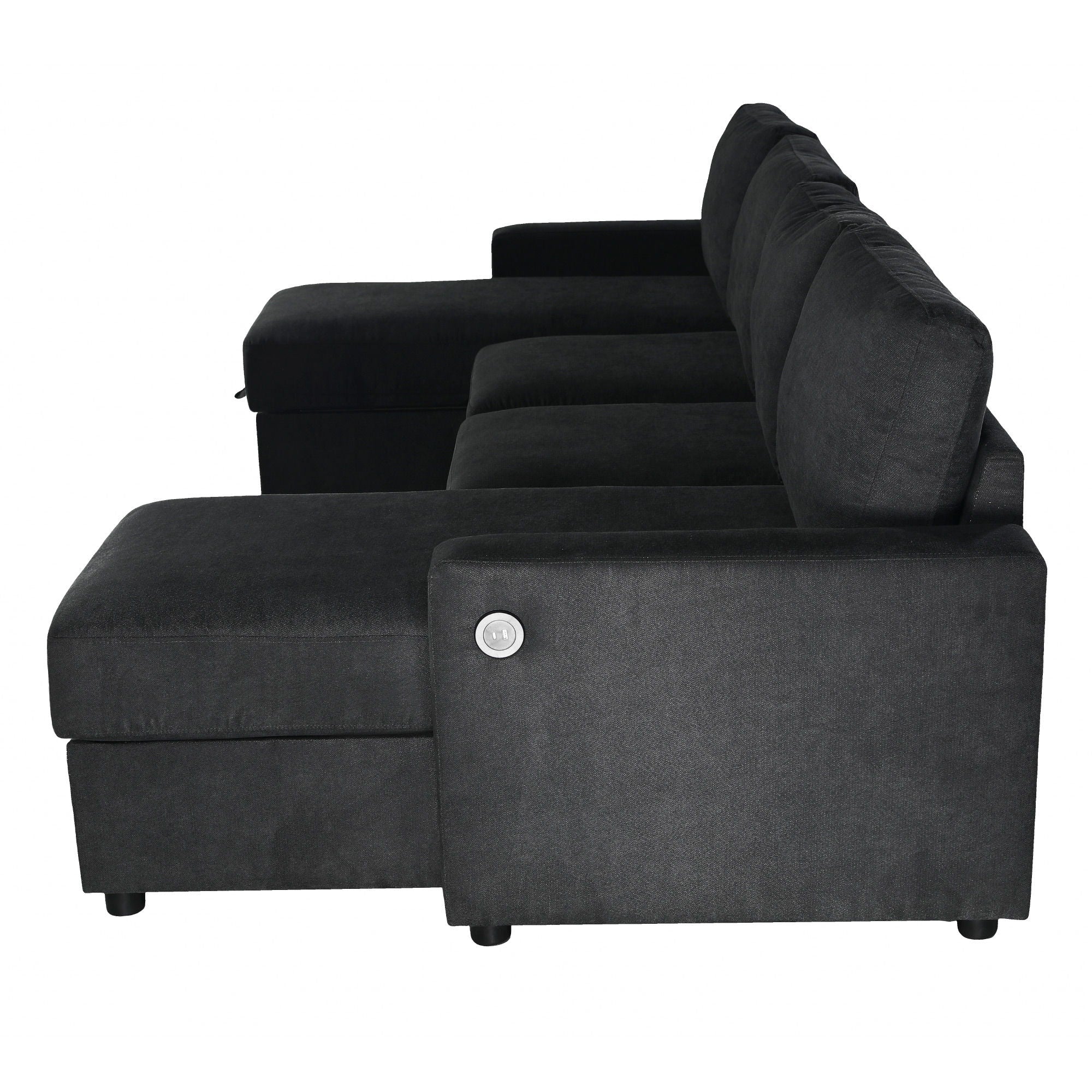 Convertible Sectional Sofa With Storage Chaise Lounges And USB Ports