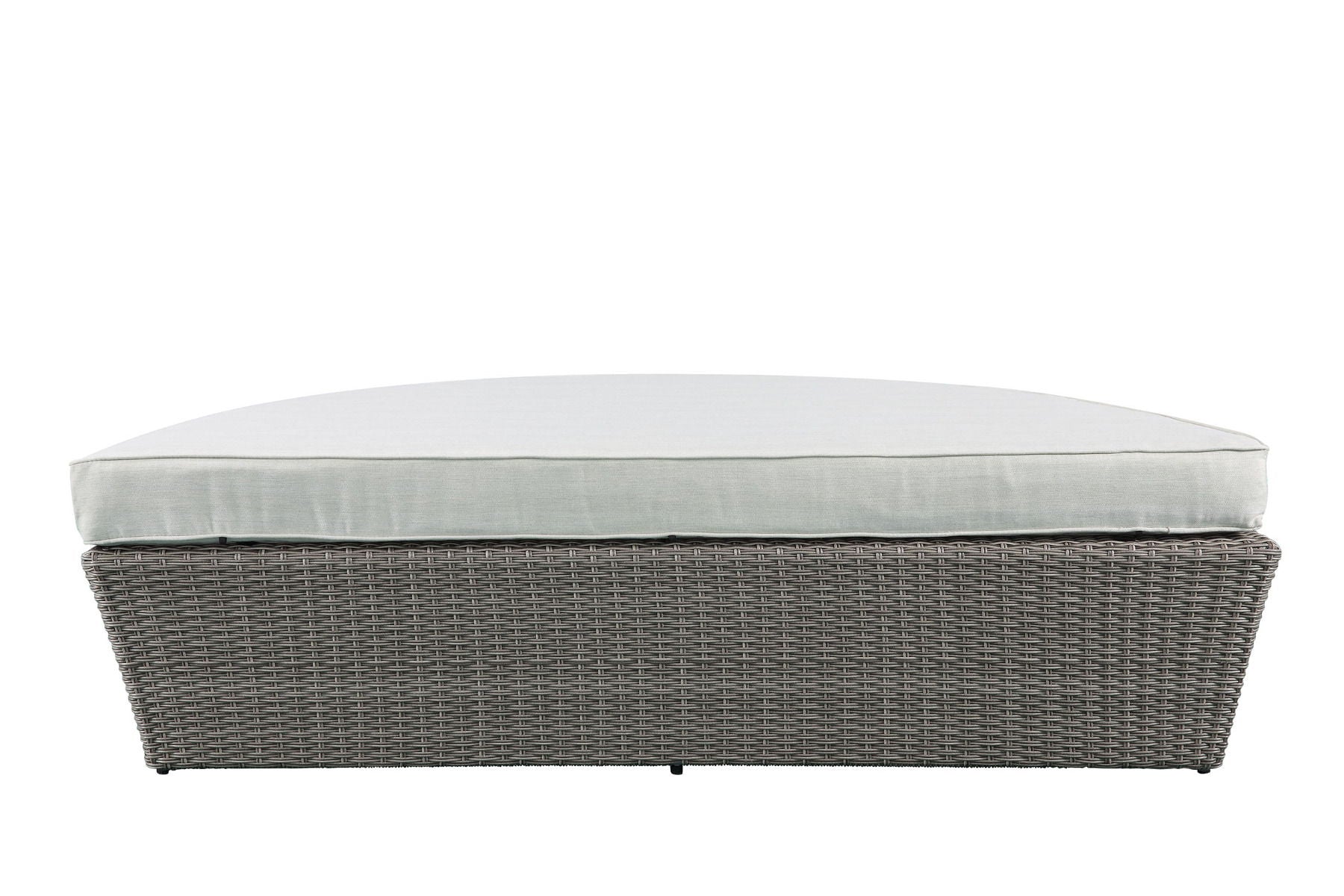 Salena - Patio Canopy Sofa With 4 Pillows & Ottoman - Beige Fabric & Gray Wicker