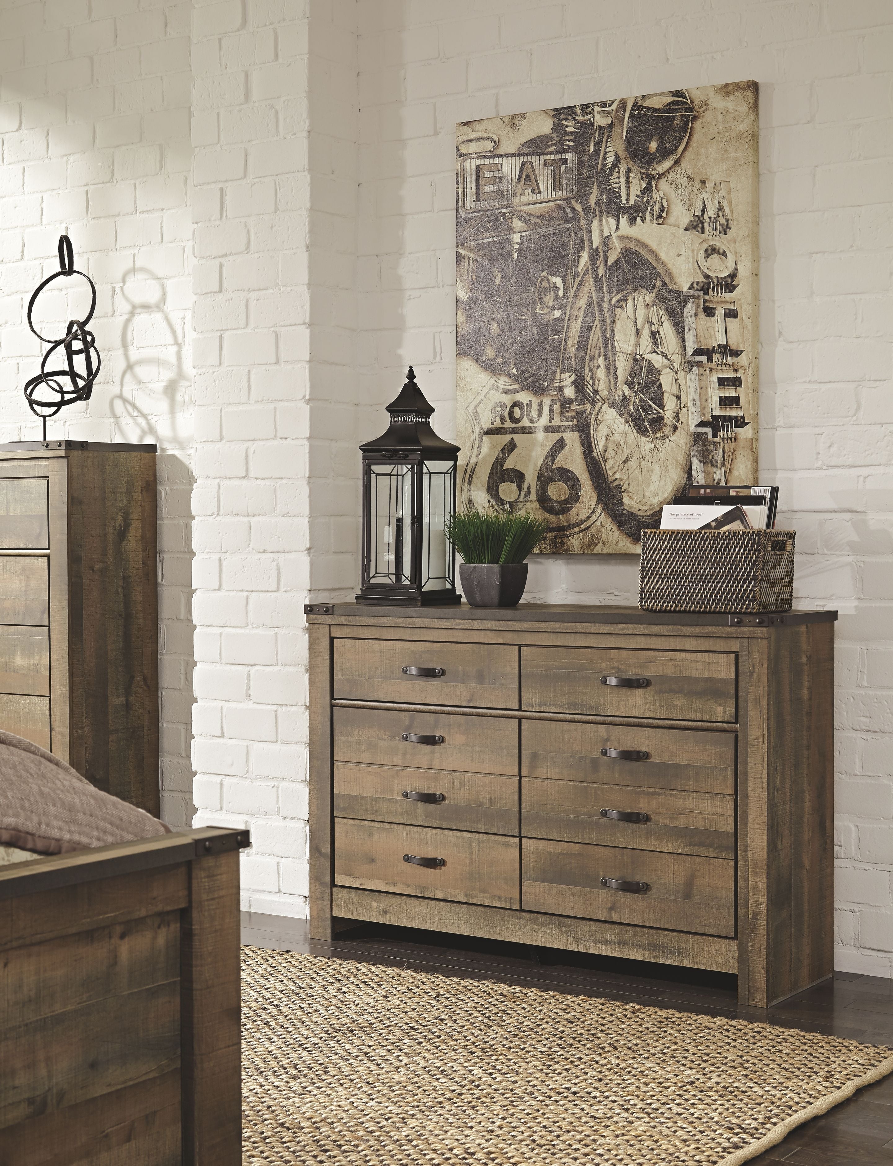Ashley Furniture Trinell - Brown Dark - Six Drawer Dresser - 61.34" X 15.98" X 42.99" | Meri Furniture