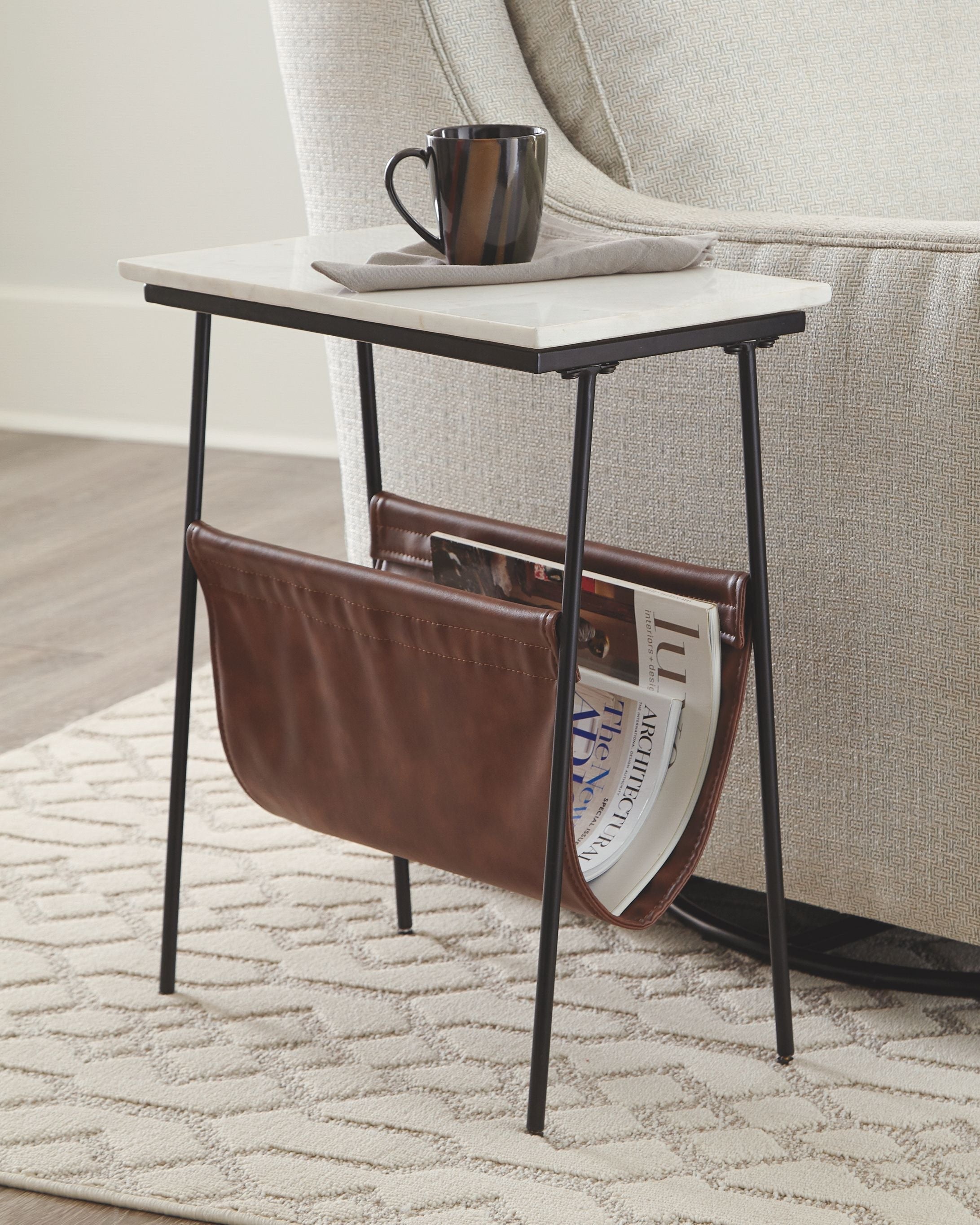 Ashley Furniture Etanbury - Brown / Black/white - Accent Table | Meri Furniture
