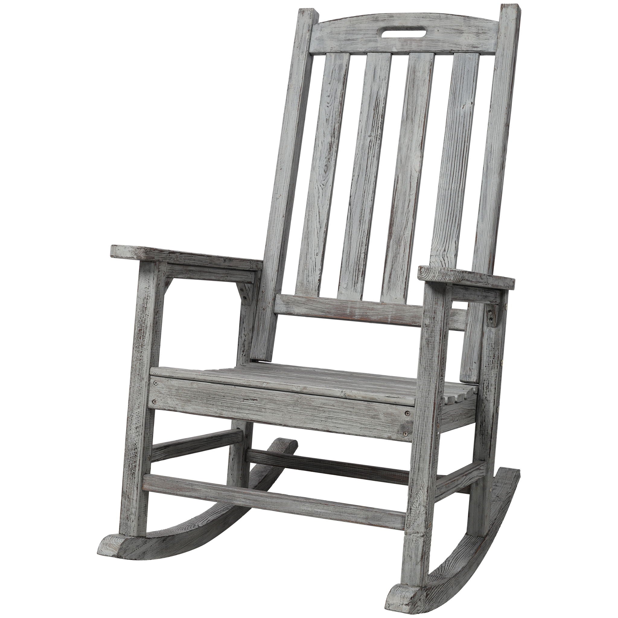 Oversized Porch Rocker Chair With Wide Seat And Tall Backrest