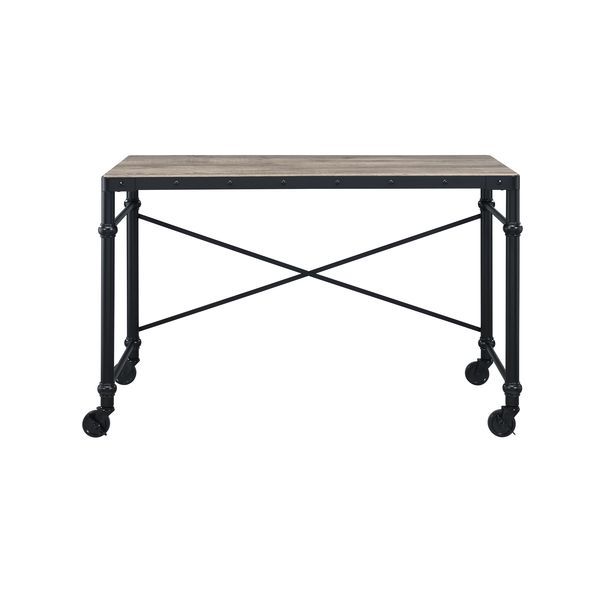 ACME Oklarth - Writing Desk - Rustic Oak & Black Finish | Meri Furniture