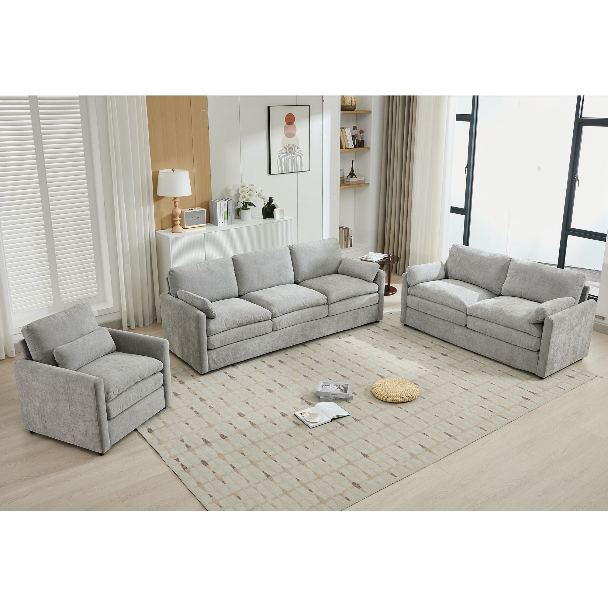 Cozy Upholstered Sofa Set For Living Room