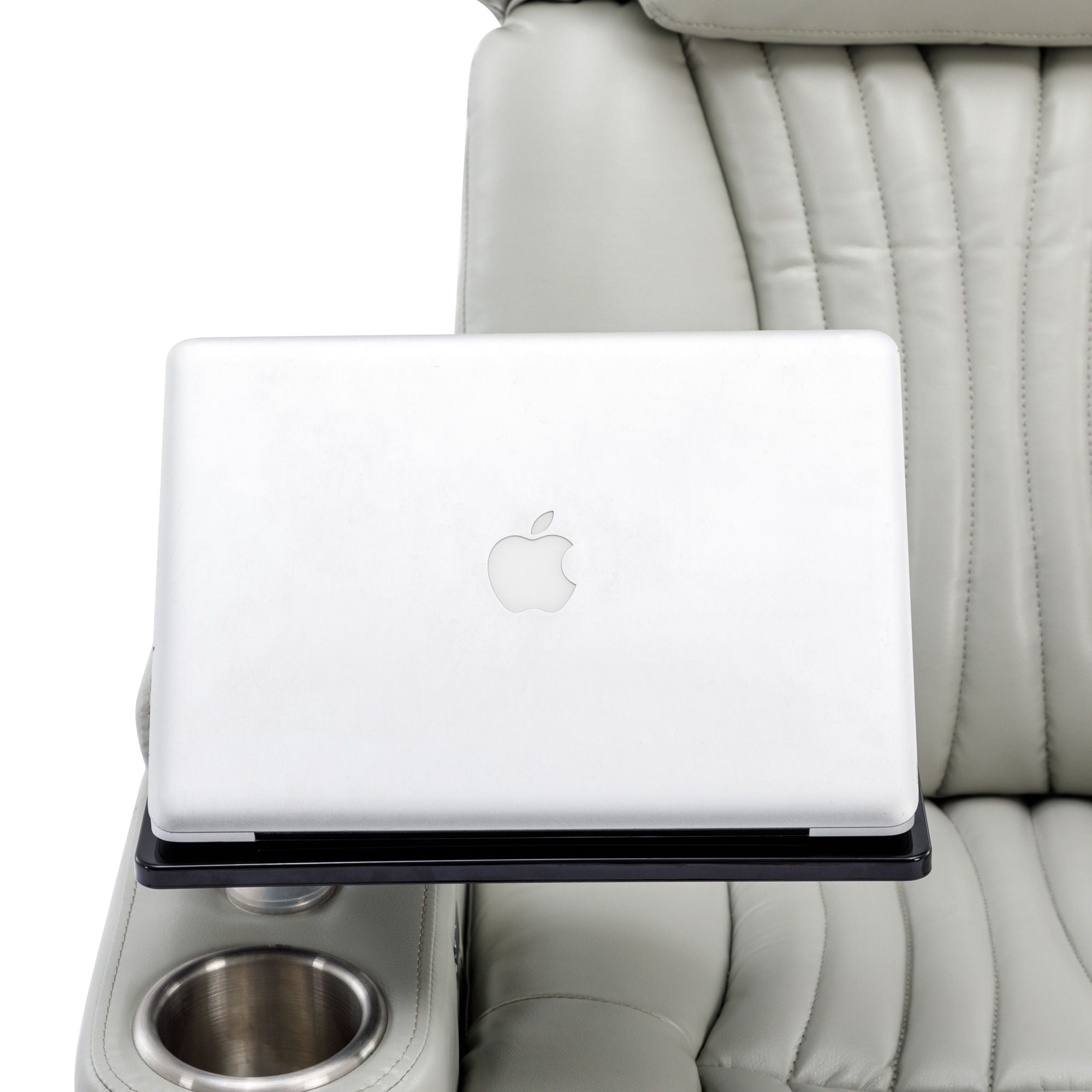 270° Power Swivel Recliner Home Theater Chair With Hidden Arm Storage, LED Light, Cup Holder, And Tray Table