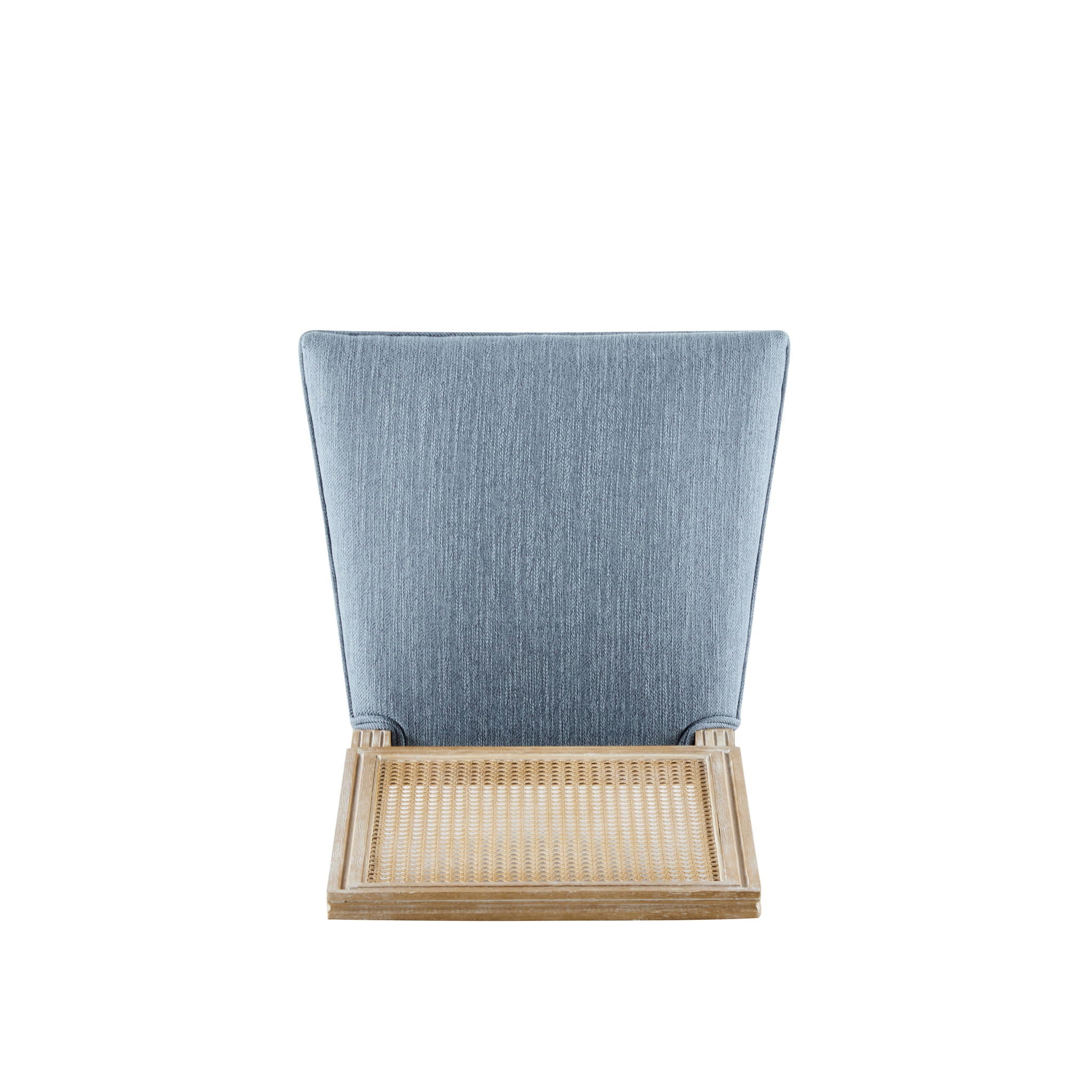 French Country Dining Chair With Rectangular Cane Backrest And Smooth Upholstered Seating