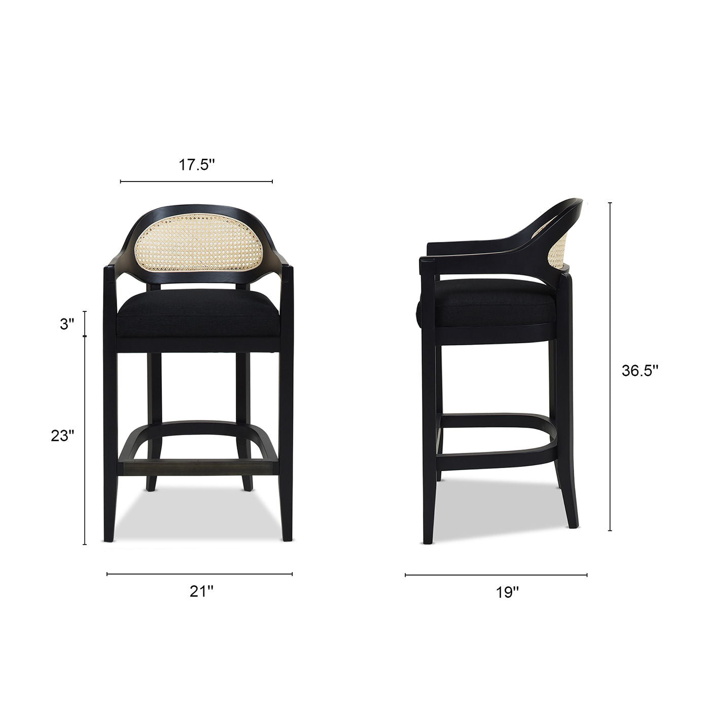 Americana - Mid-Century Modern Cane Back Counter Stool