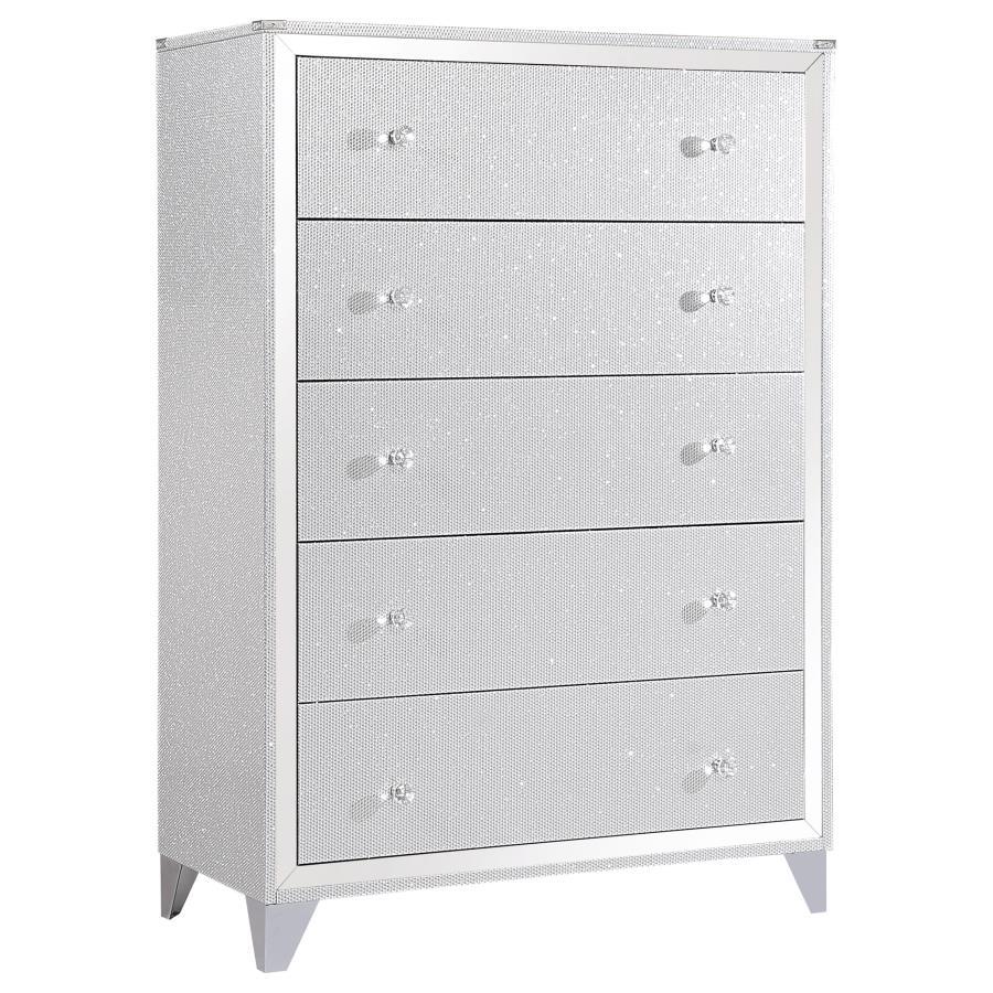 Larue - 5-Drawer Bedroom Chest - Silver