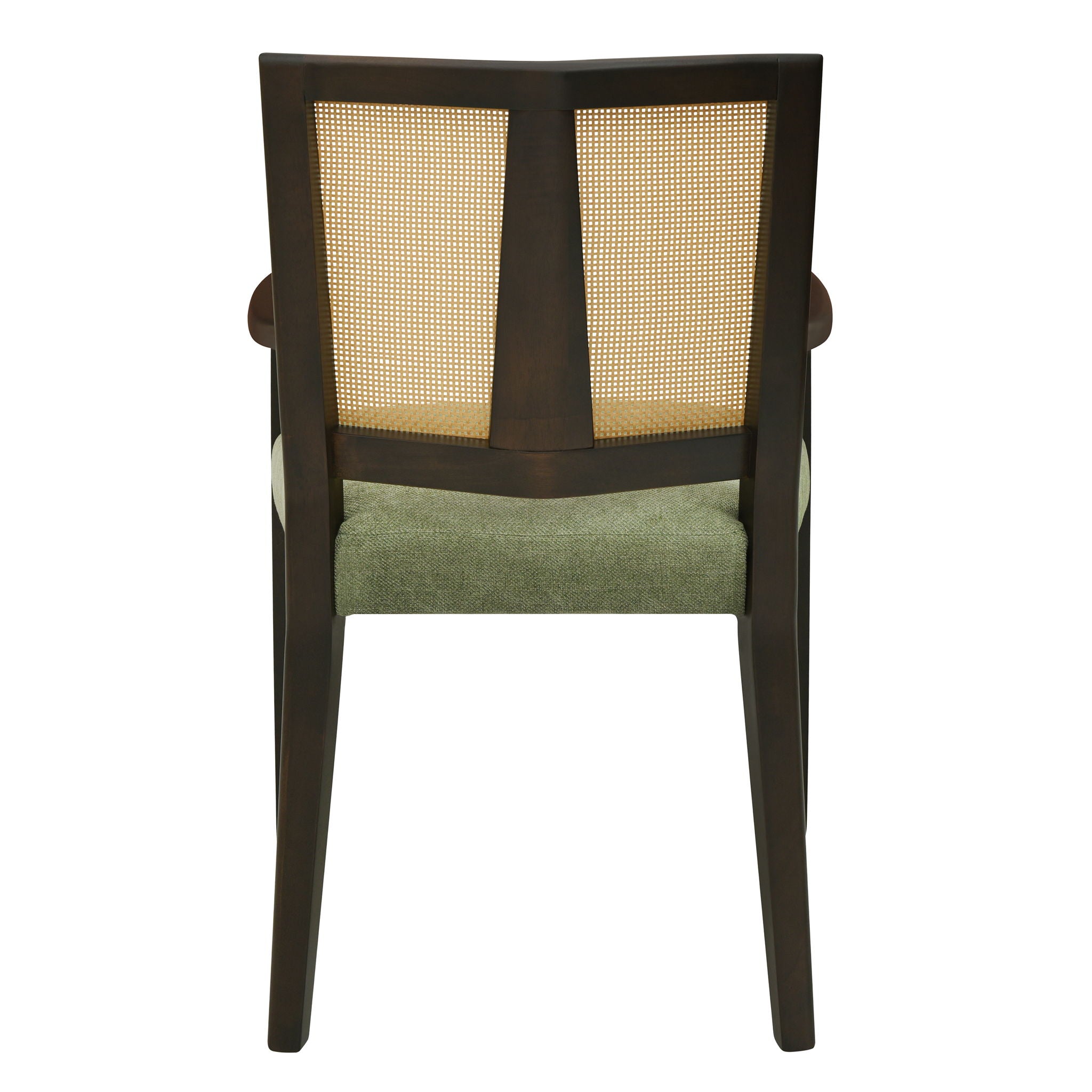 Mid Century Modern Arm Dining Chair Set With Rattan Backrest