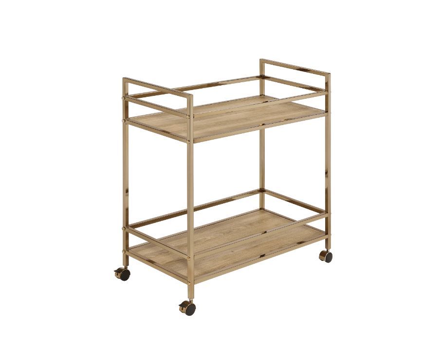 ACME Barb - Serving Cart - Natural & Champagne Finish | Meri Furniture