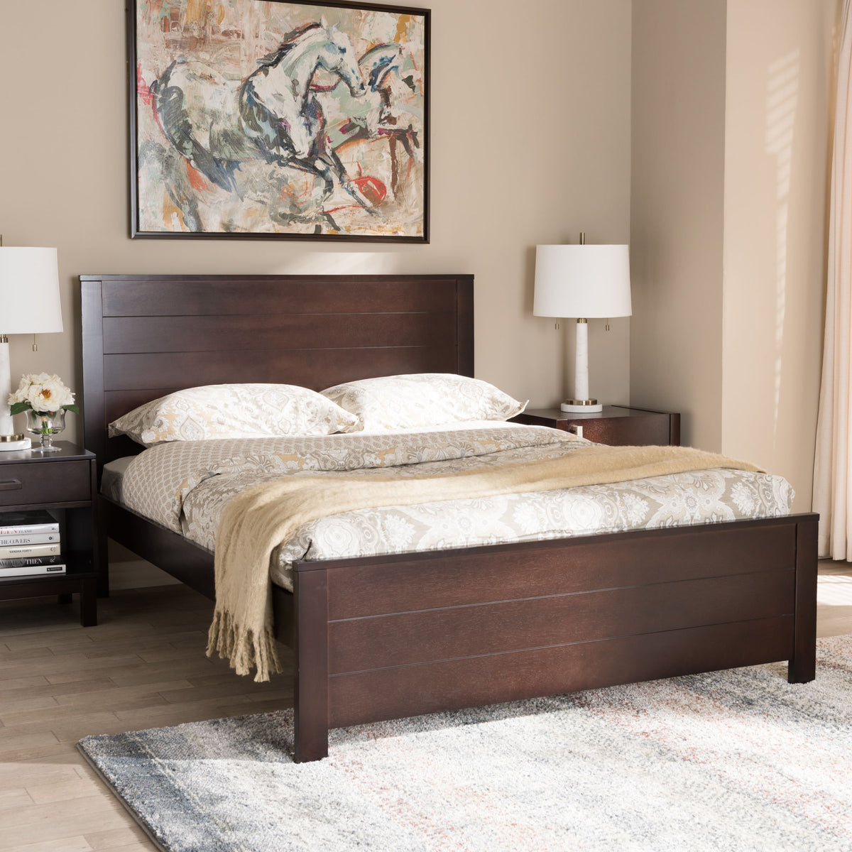 Catalina Modern Classic Mission Style Dark Brown-Finished Wood Full Platform Bed