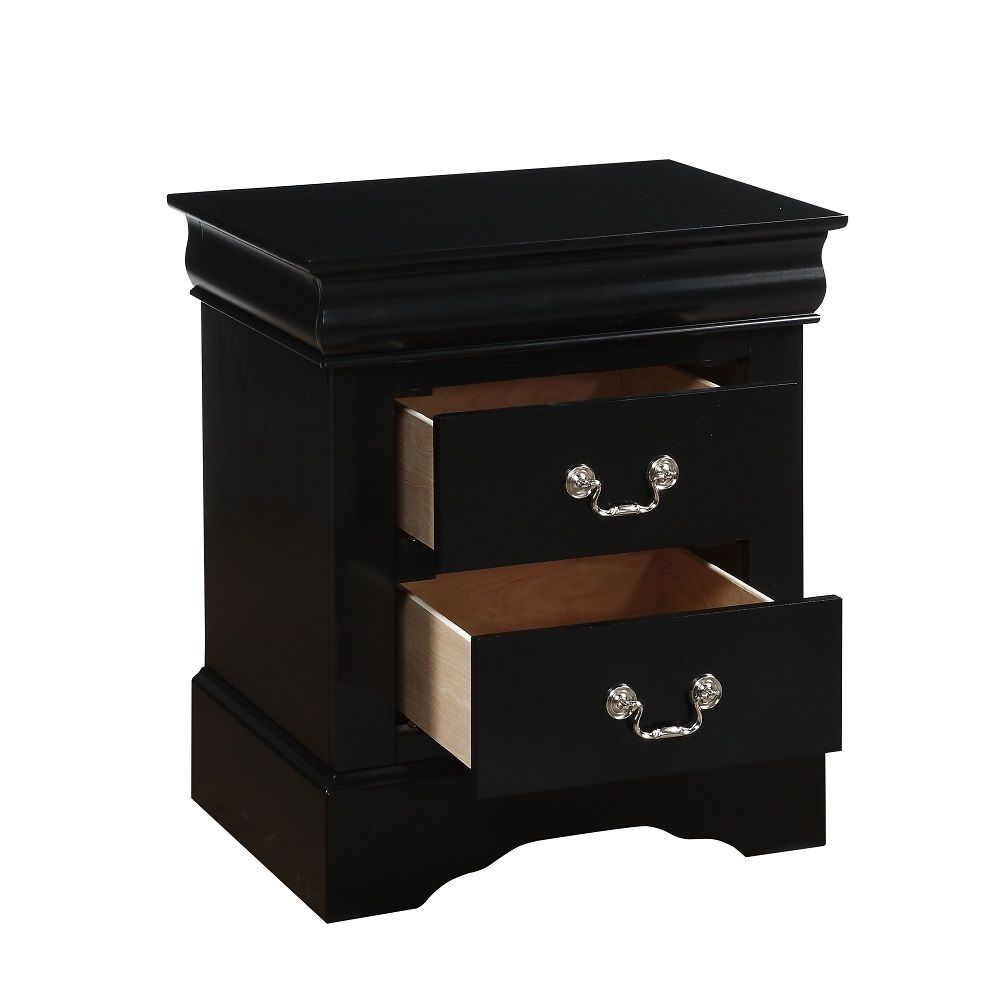 ACME It has two drawers with center metal glide and brushed nickel metal handle. Offers you plentiful storage with spacious drawers | Meri Furniture
